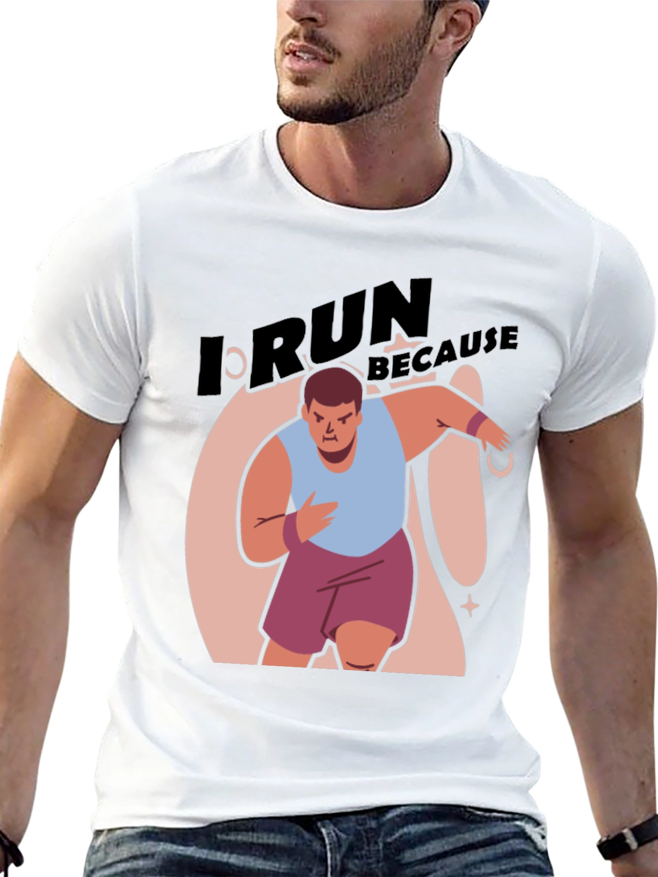 Black I Run Because Funny Graphic T-Shirt view 13