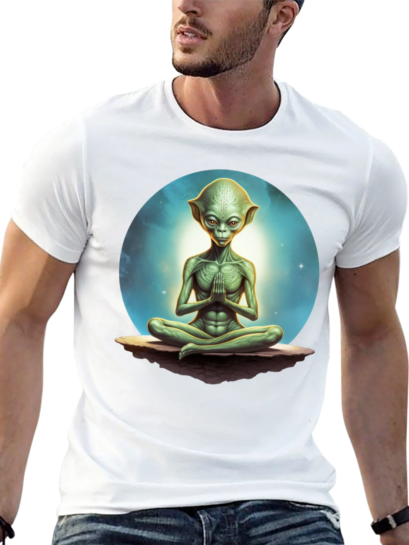 Black Meditating Alien Graphic Tee - Black view 13
