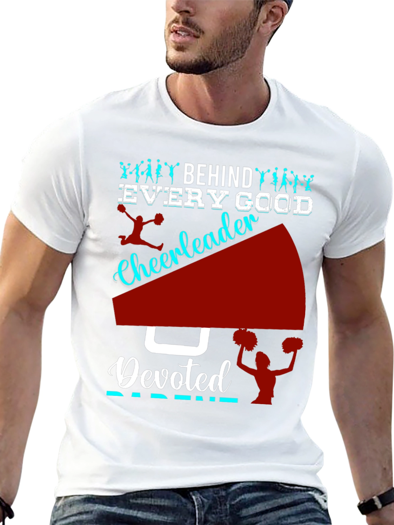 Black Devoted Cheerleader Parent T-Shirt view 13