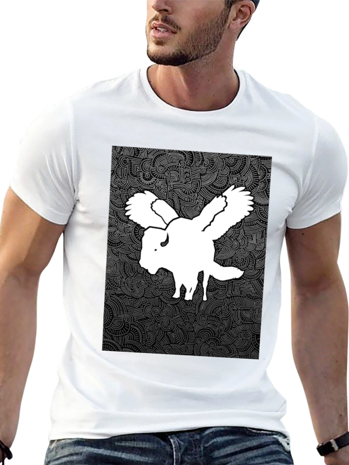 Black Winged Buffalo Graphic Tee - Black Cotton Shirt view 13