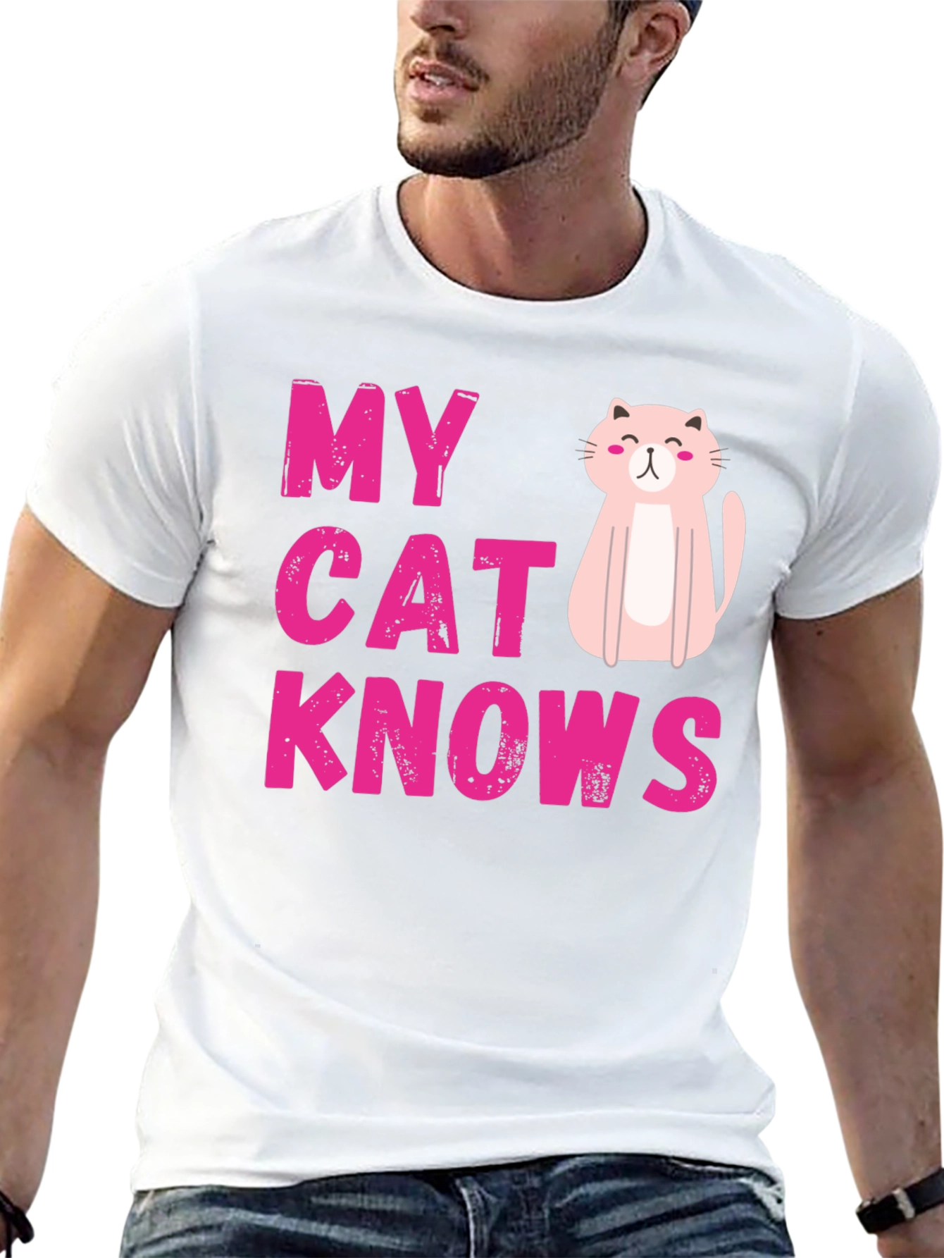 Black My Cat Knows T-Shirt - Cute Pink Graphic Tee view 13