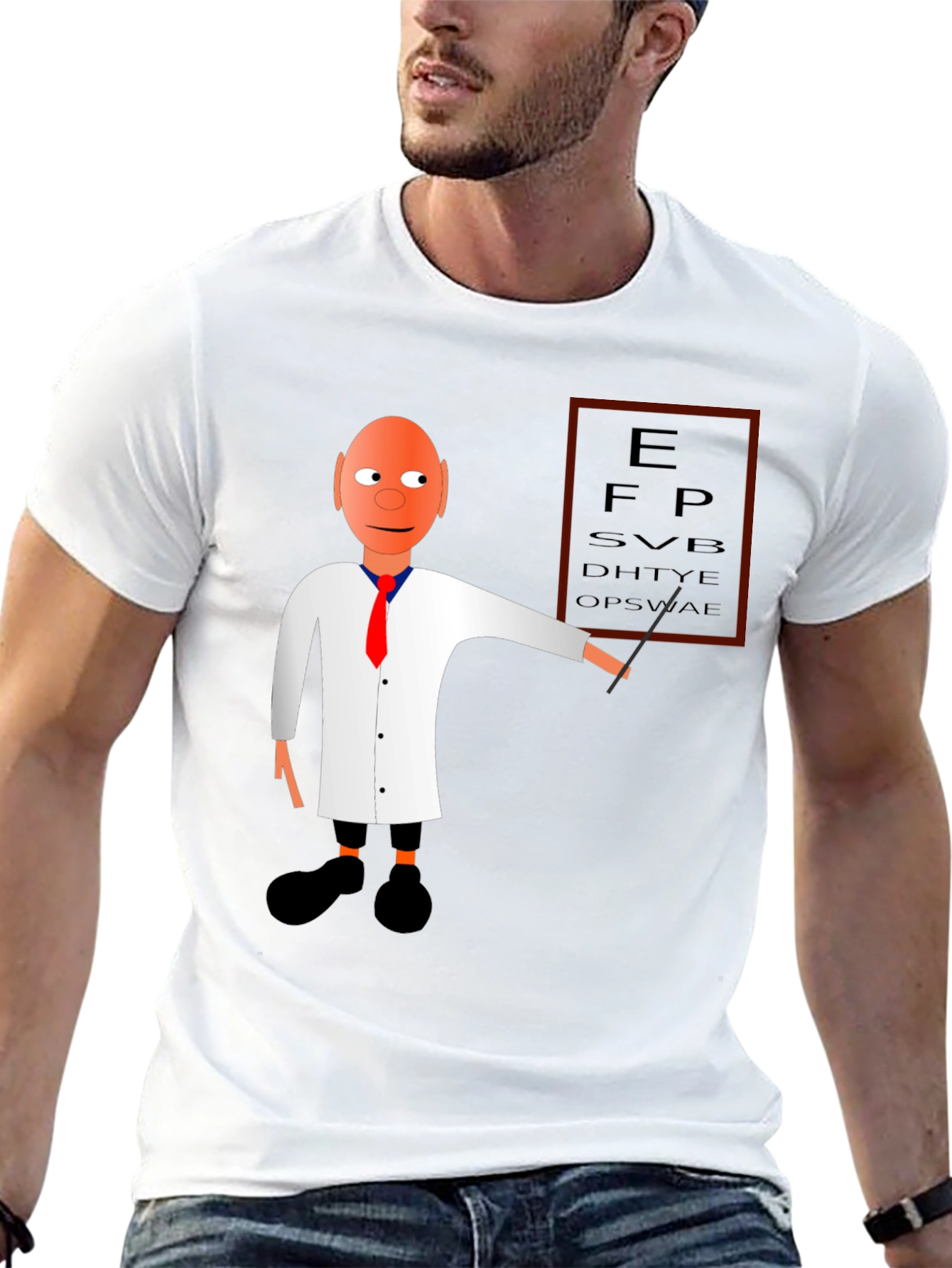Black Eye Exam Cartoon Graphic T-Shirt view 13
