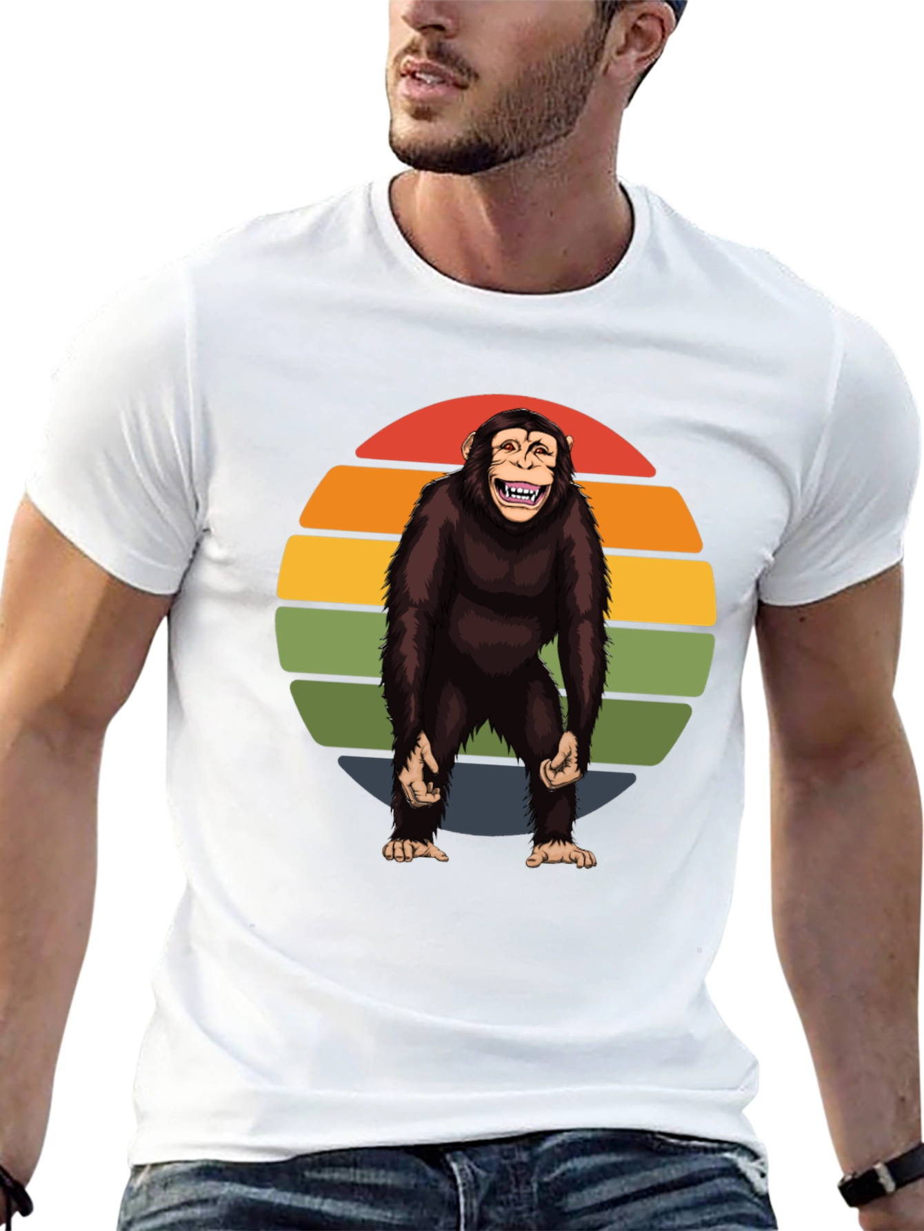 Black Retro Monkey Graphic Tee - Hilarious Ape Design view 13