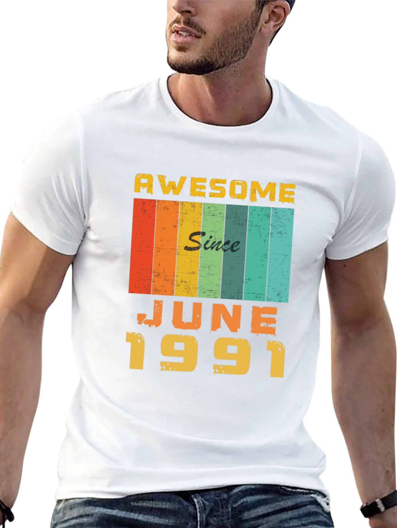 Black Awesome Since June 1991 Birthday T-Shirt view 13