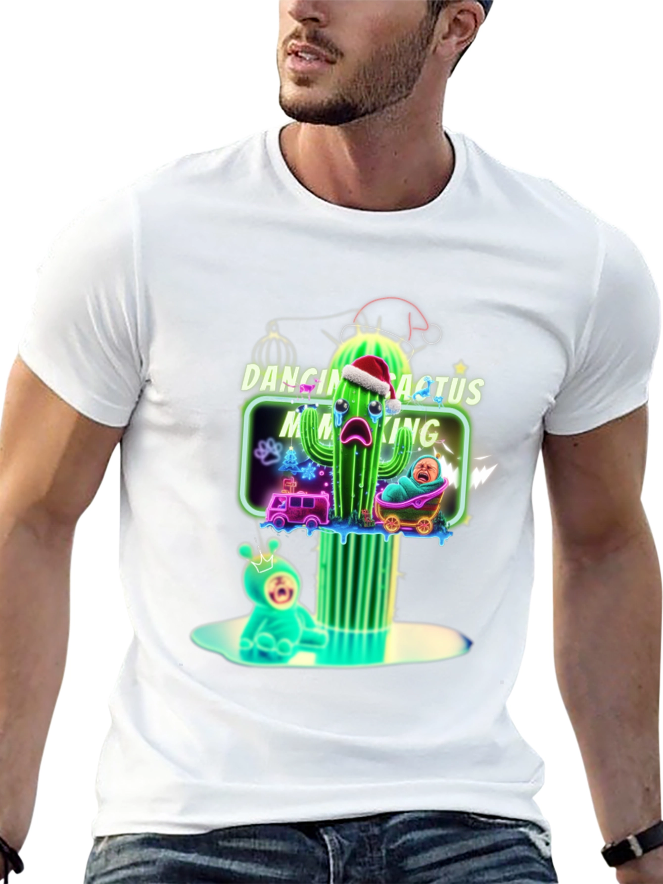 Black Dancing Cactus Making Me Cry T-Shirt - Funny Xmas Tee view 13