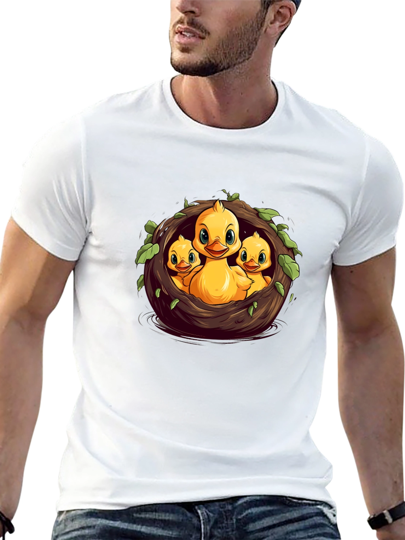 Black Cute Ducklings in Nest Graphic Black T-Shirt view 13