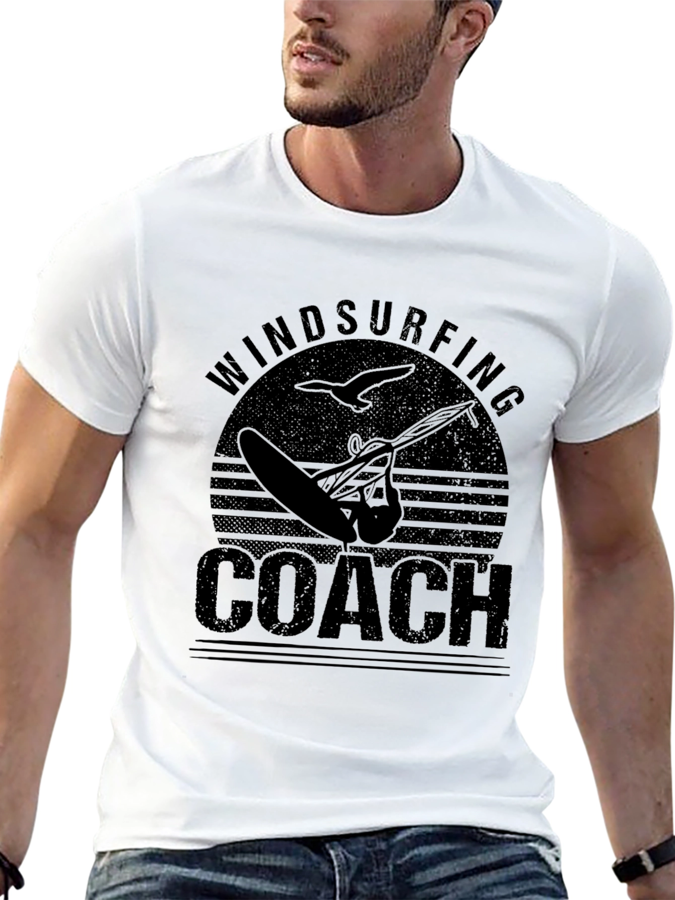 Black Windsurfing Coach Graphic T-Shirt view 13