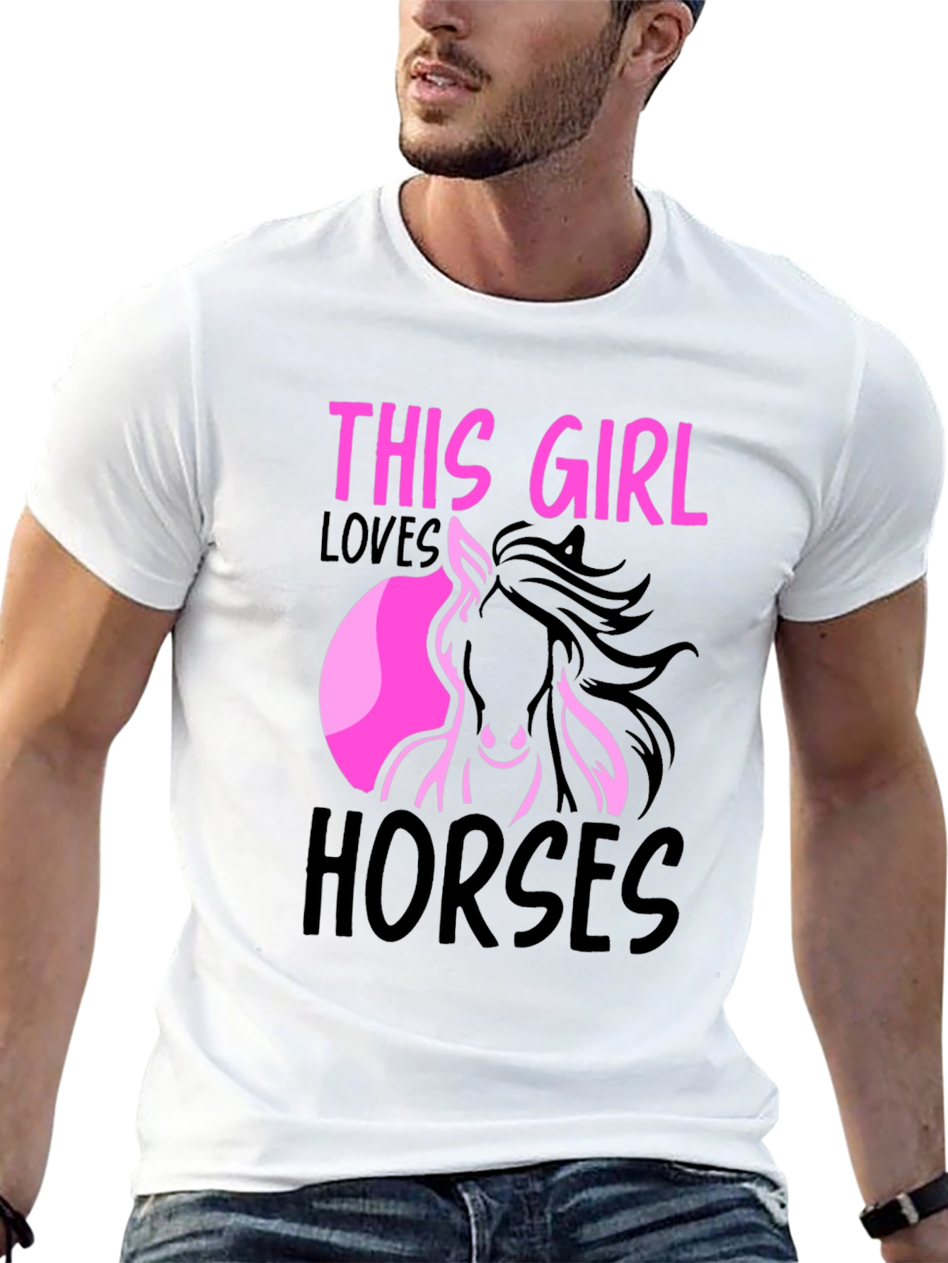 Black This Girl Loves Horses Graphic Tee view 13