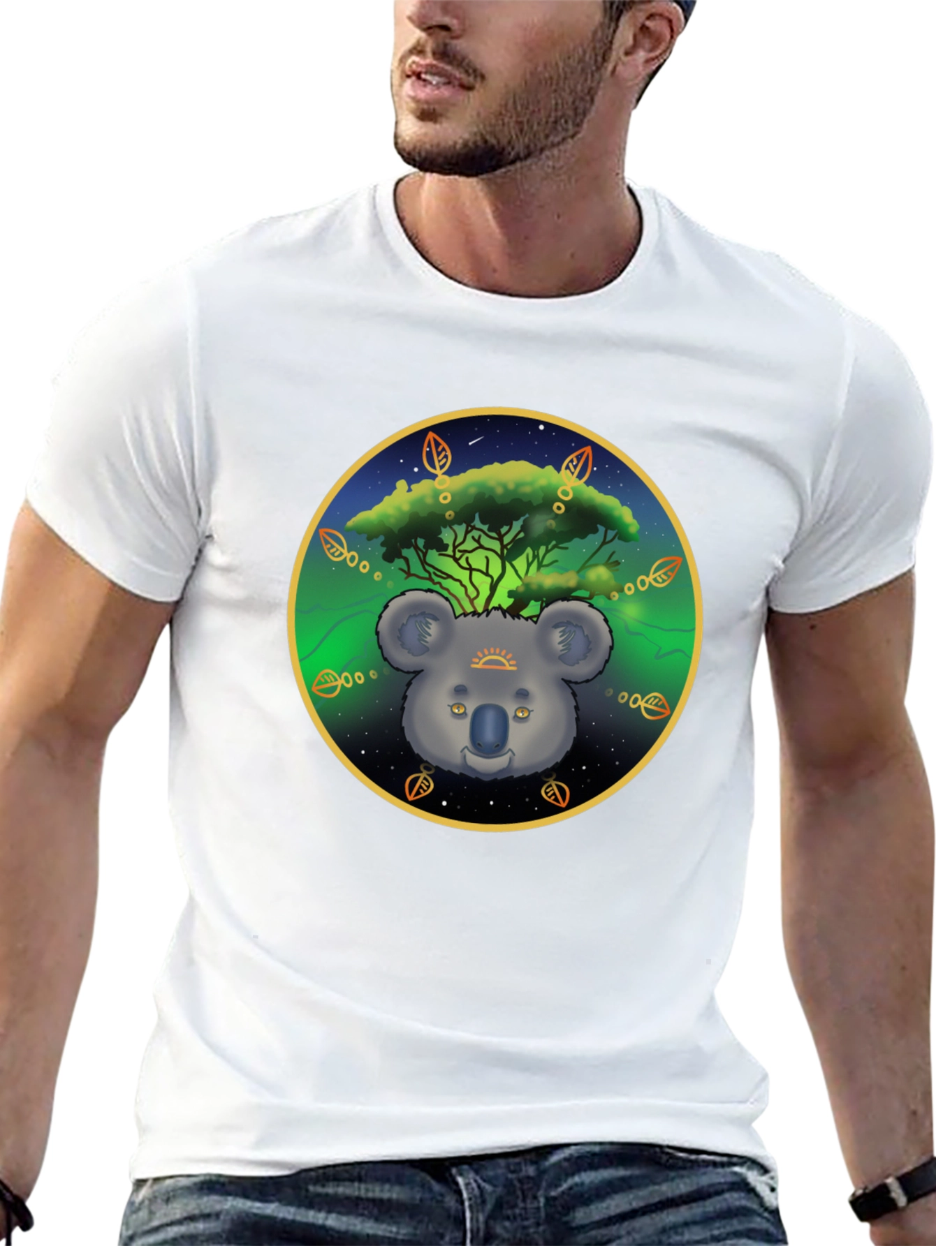 Black Koala Tree Graphic Tee - Unisex Black T-Shirt view 13