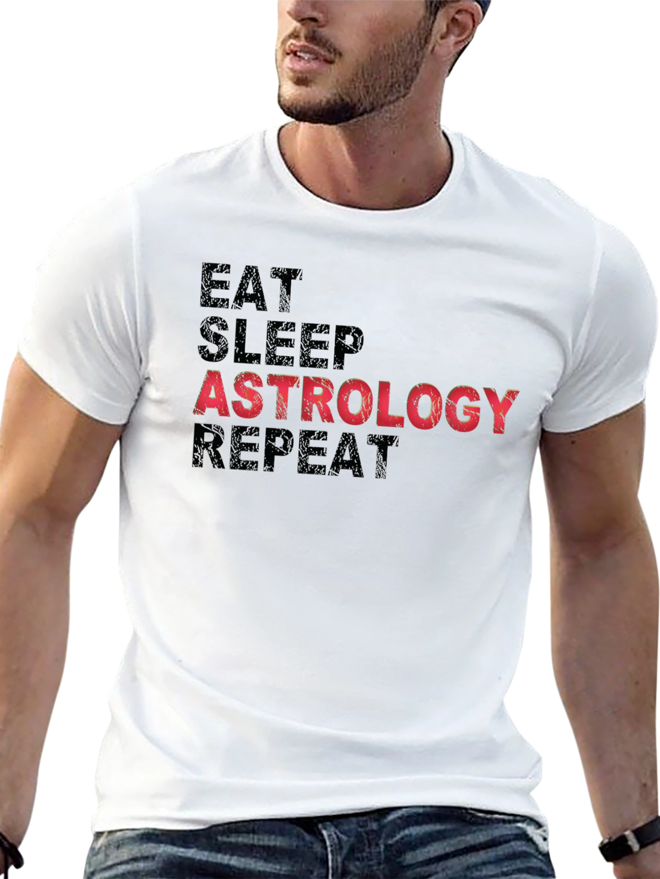 Black Astrology T-Shirt - Eat Sleep Repeat Graphic Tee view 13