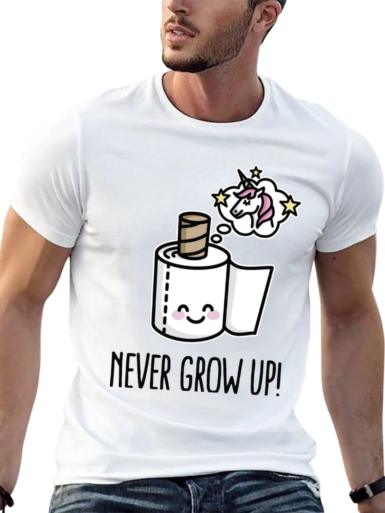 Black Never Grow Up T-Shirt: Unicorn Toilet Paper Dream view 13