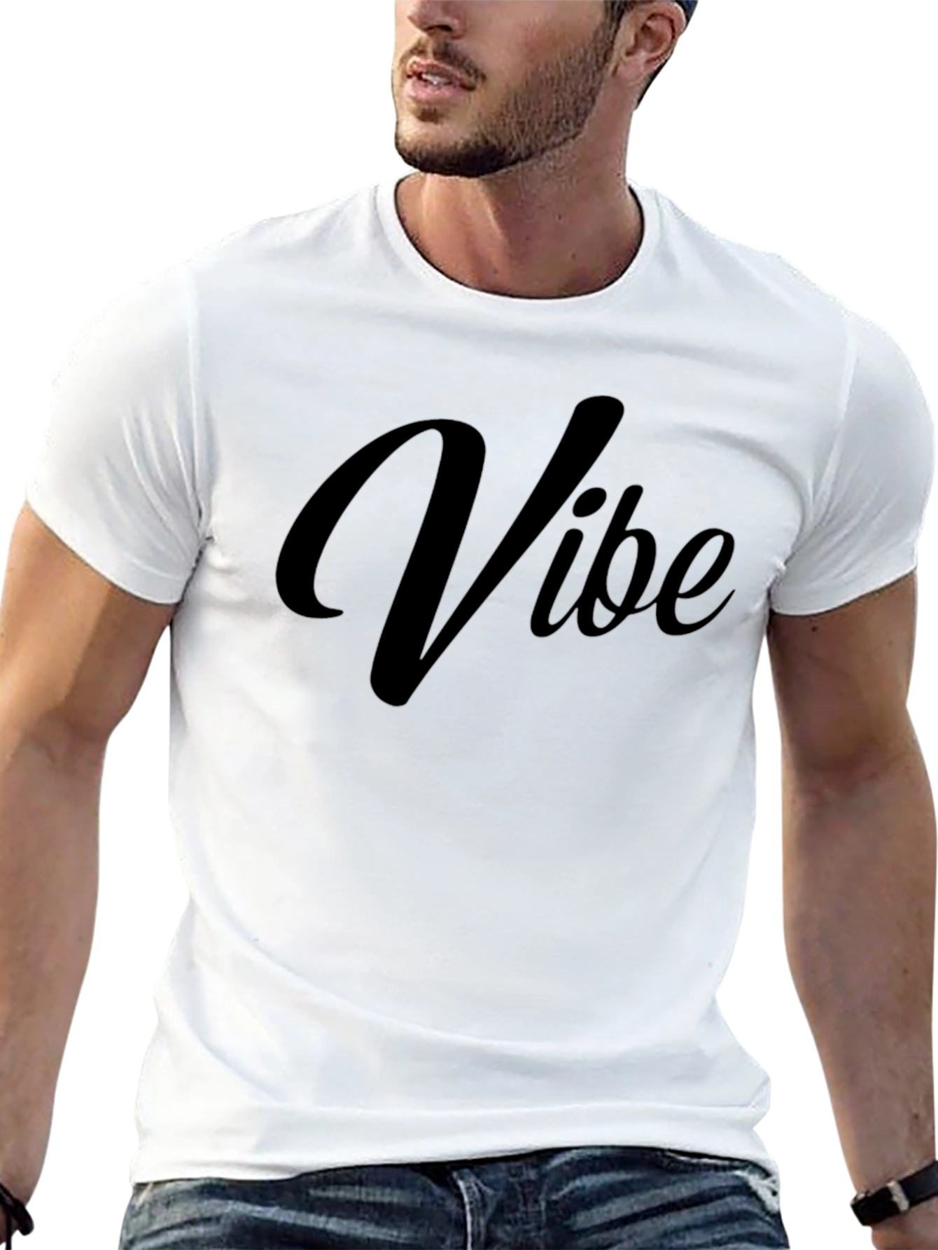 Black Vibe Black T-Shirt - Casual Men's Tee view 13