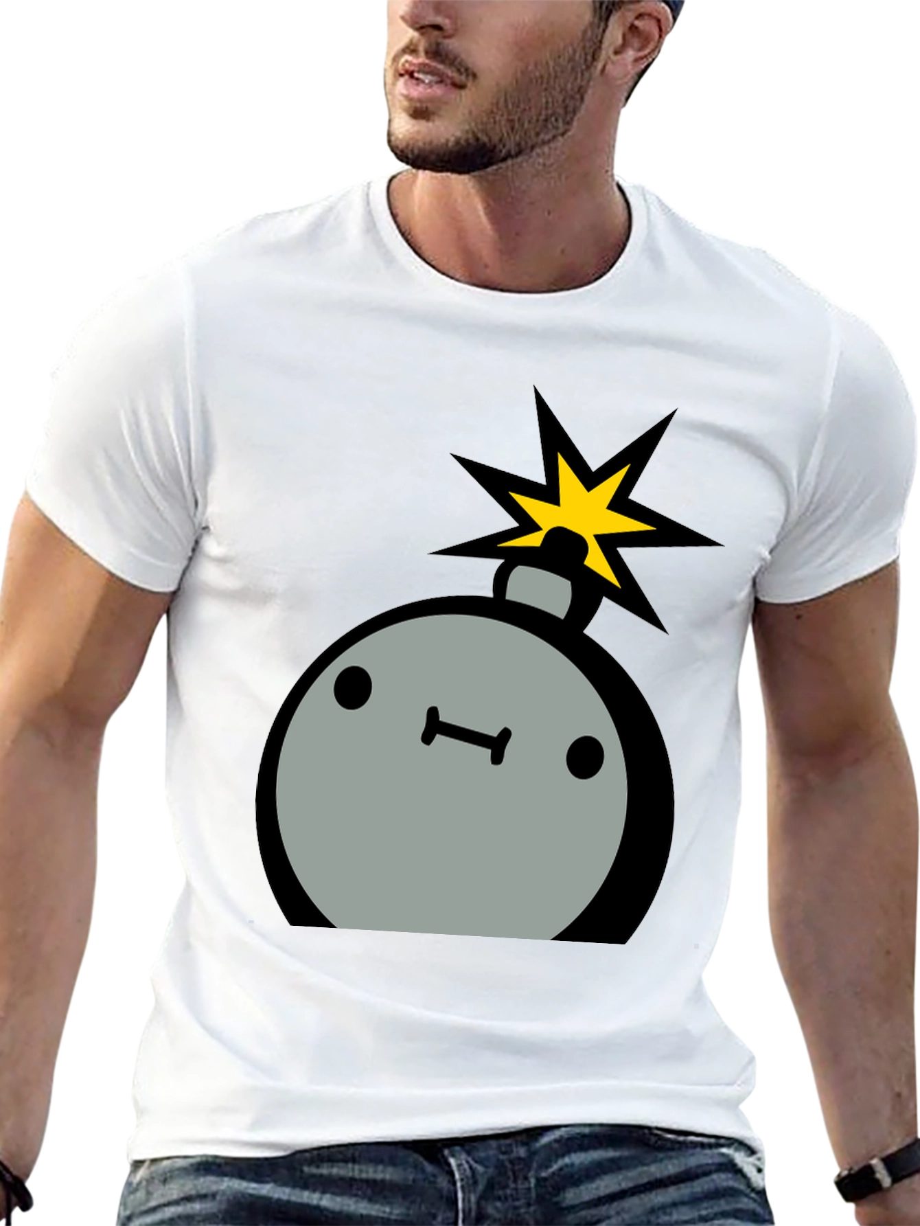 Black Cartoon Bomb Graphic Tee - Men's Black T-Shirt view 13