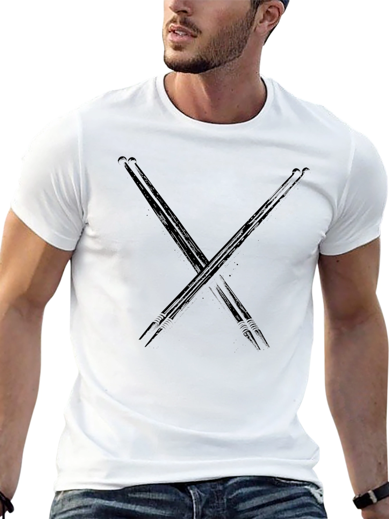 Black Drumsticks Graphic Black Tee view 13