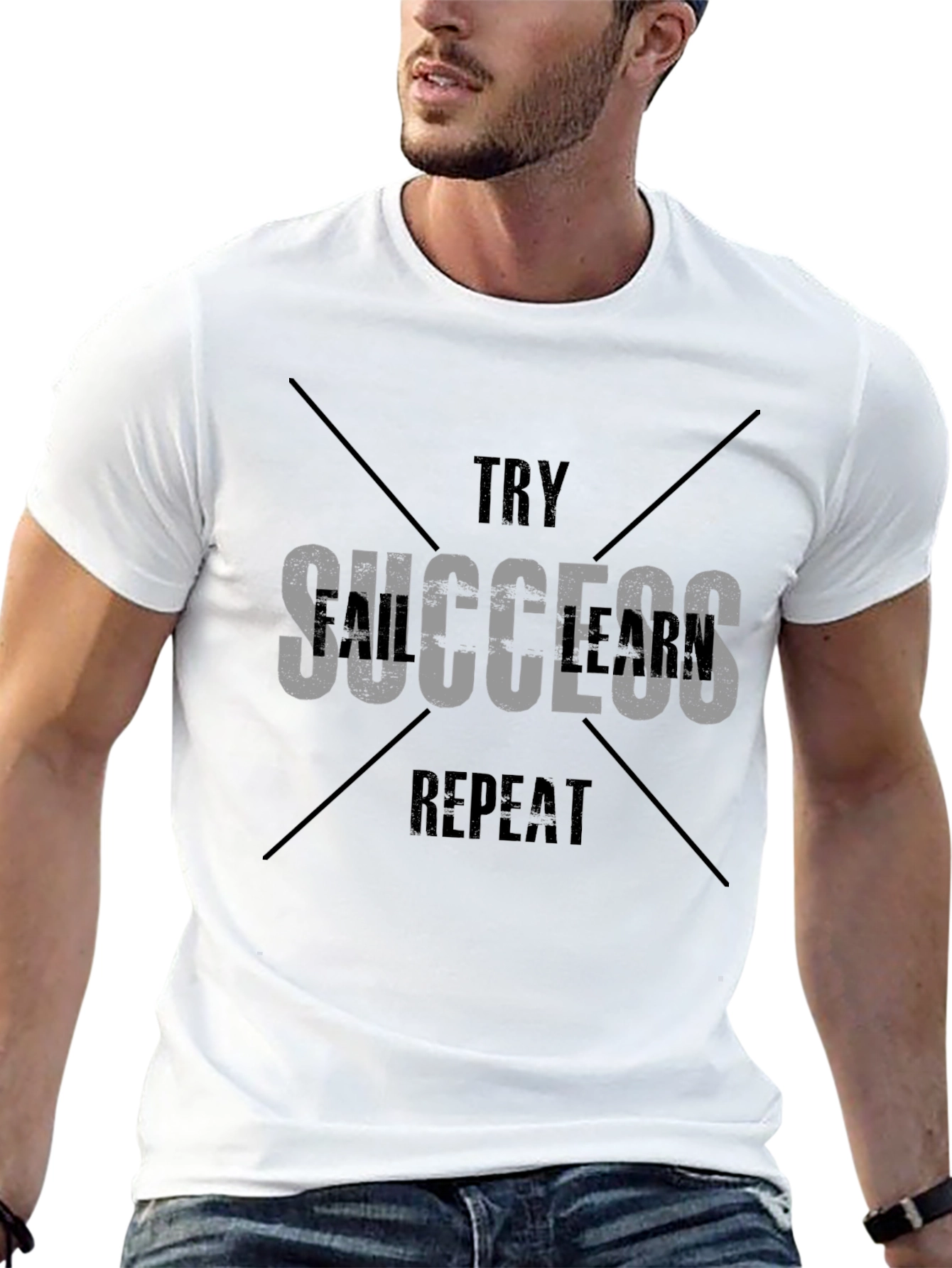 Black Try, Fail, Success, Learn T-Shirt view 13