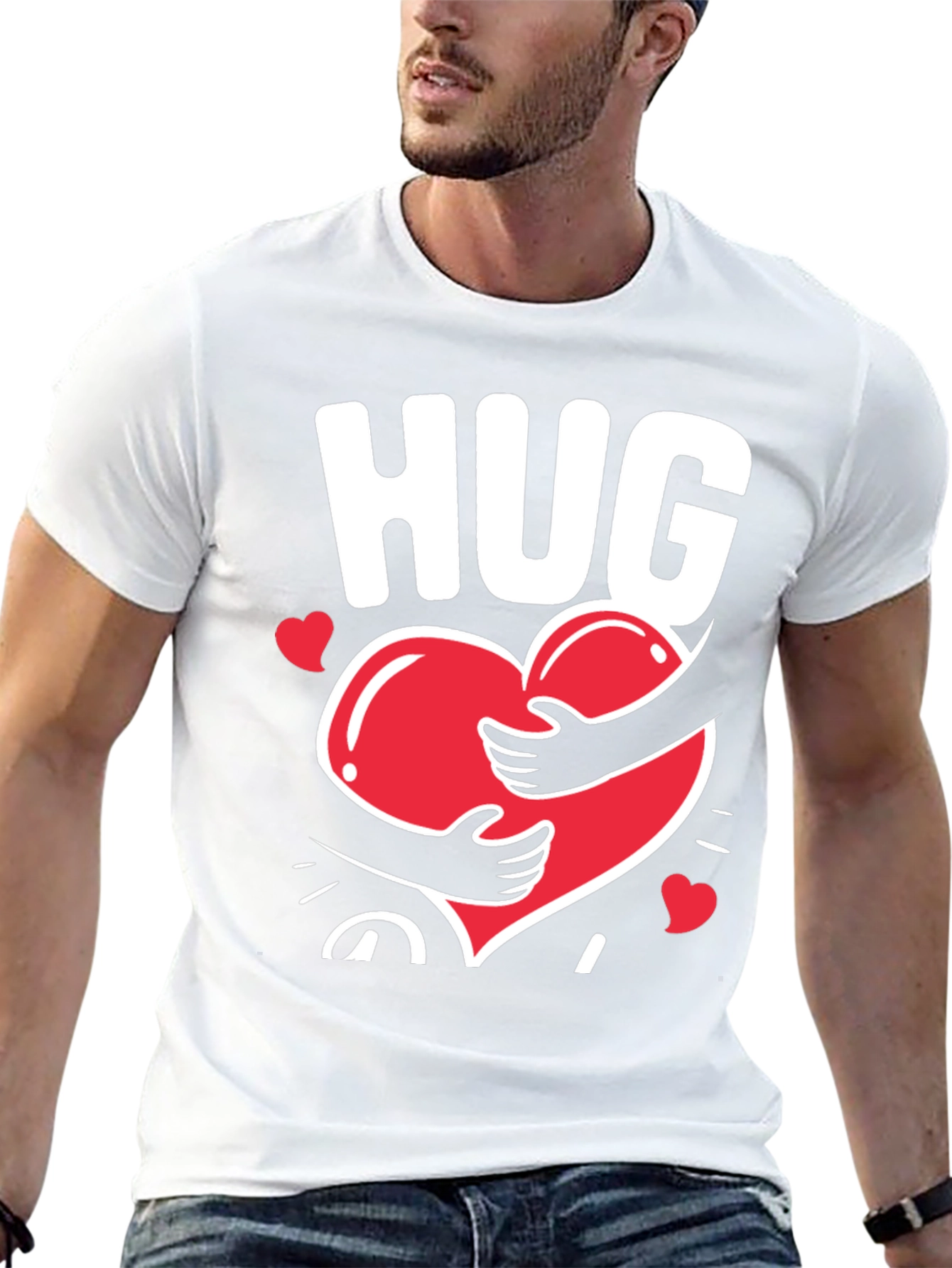 Black Hug Heart Graphic Tee - Black Casual T-Shirt view 13