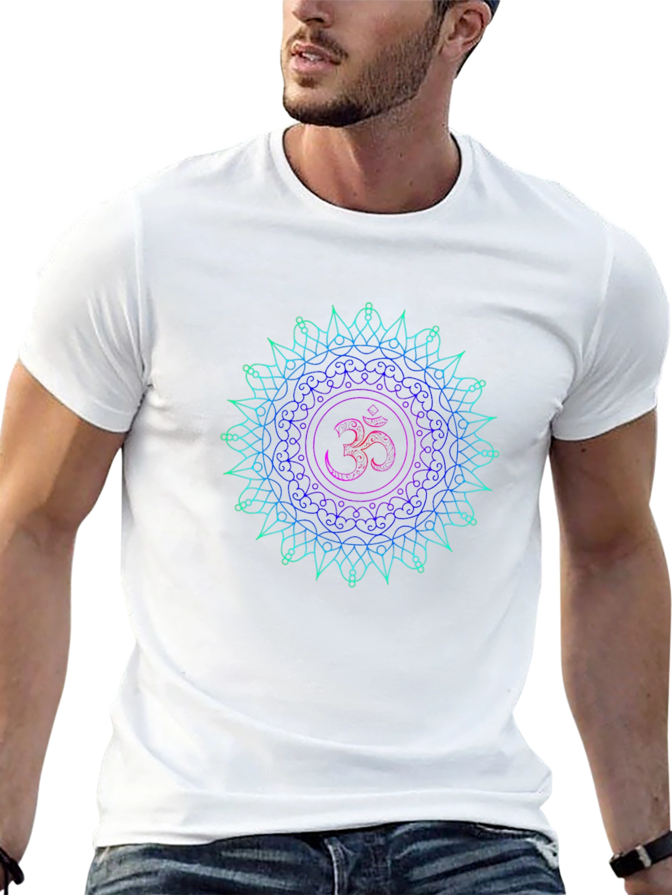 Om Mandala T-Shirt - Spiritual Symbol Black Tee - 13