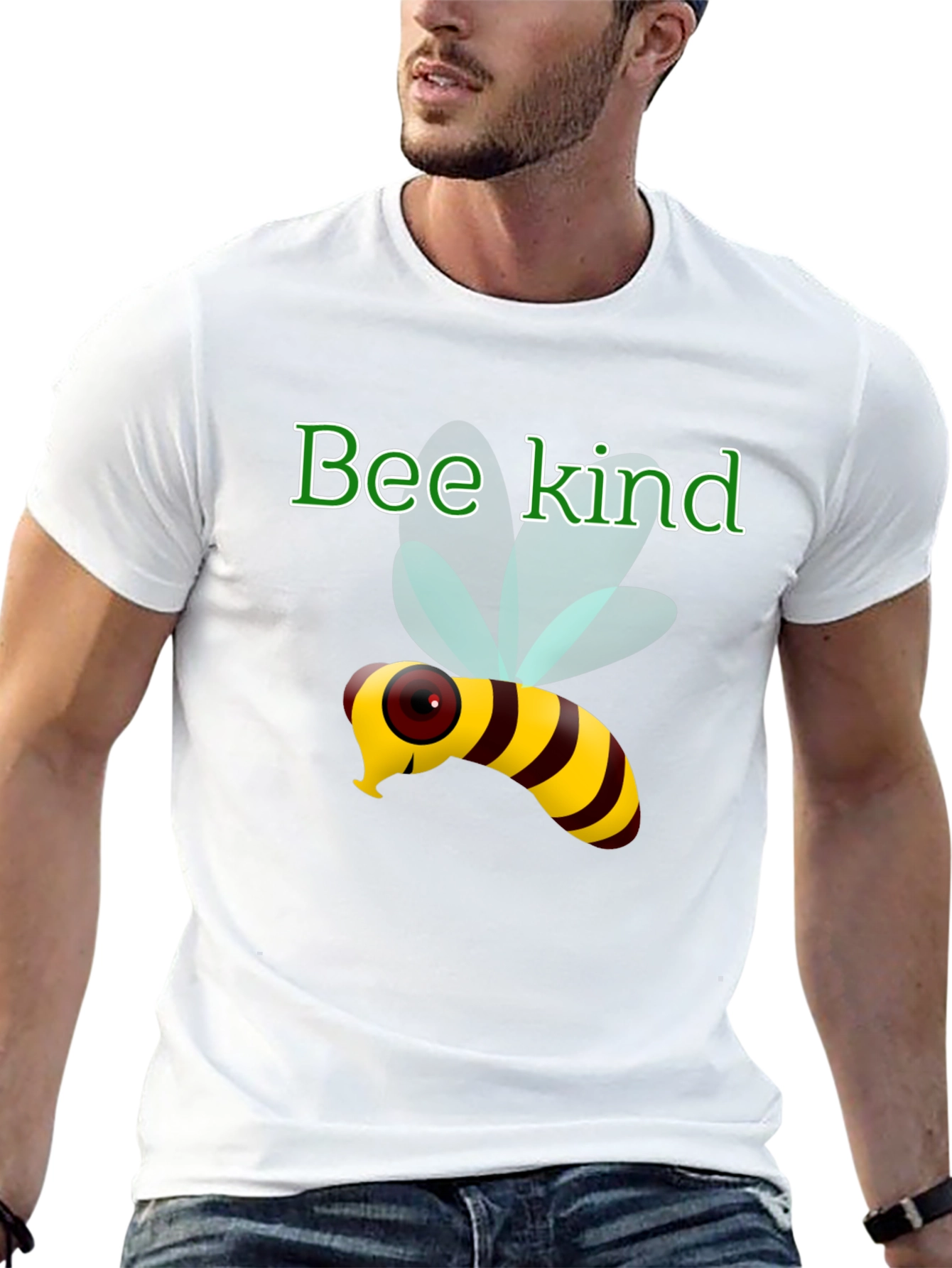 Black Bee Kind T-Shirt - Black Cotton Tee with Cute Bee Design view 13