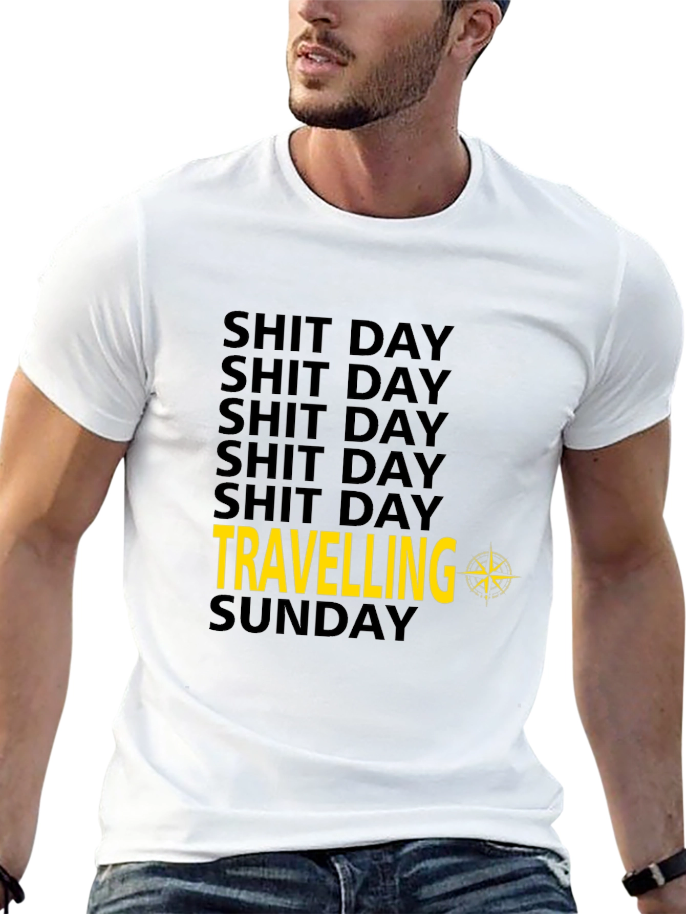 Black Shit Day Travelling Compass Men's Black T-Shirt view 13