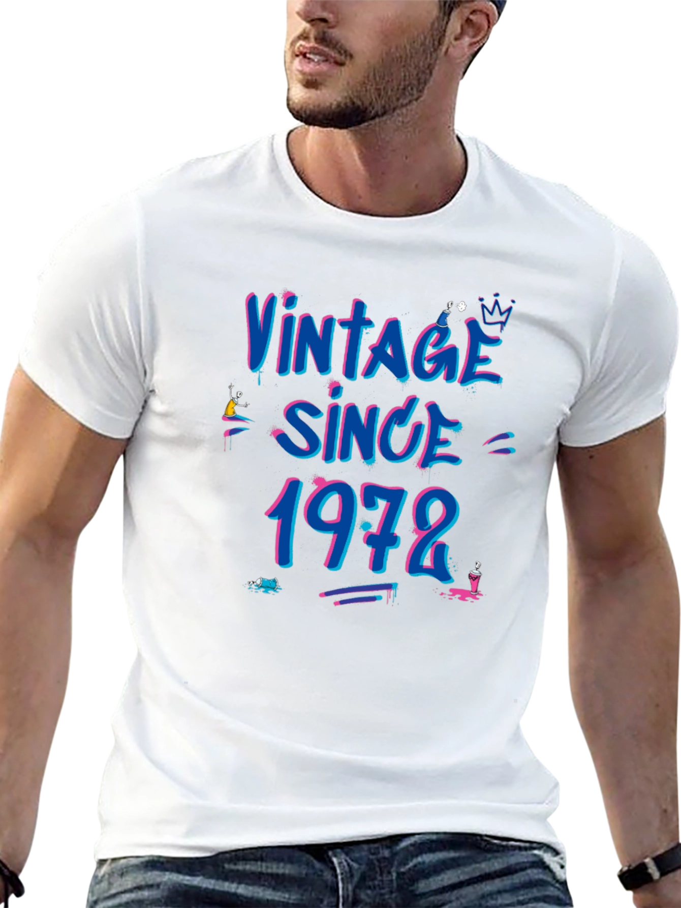 Black Vintage Since 1972 Graphic T-Shirt - Retro Birthday Tee view 13