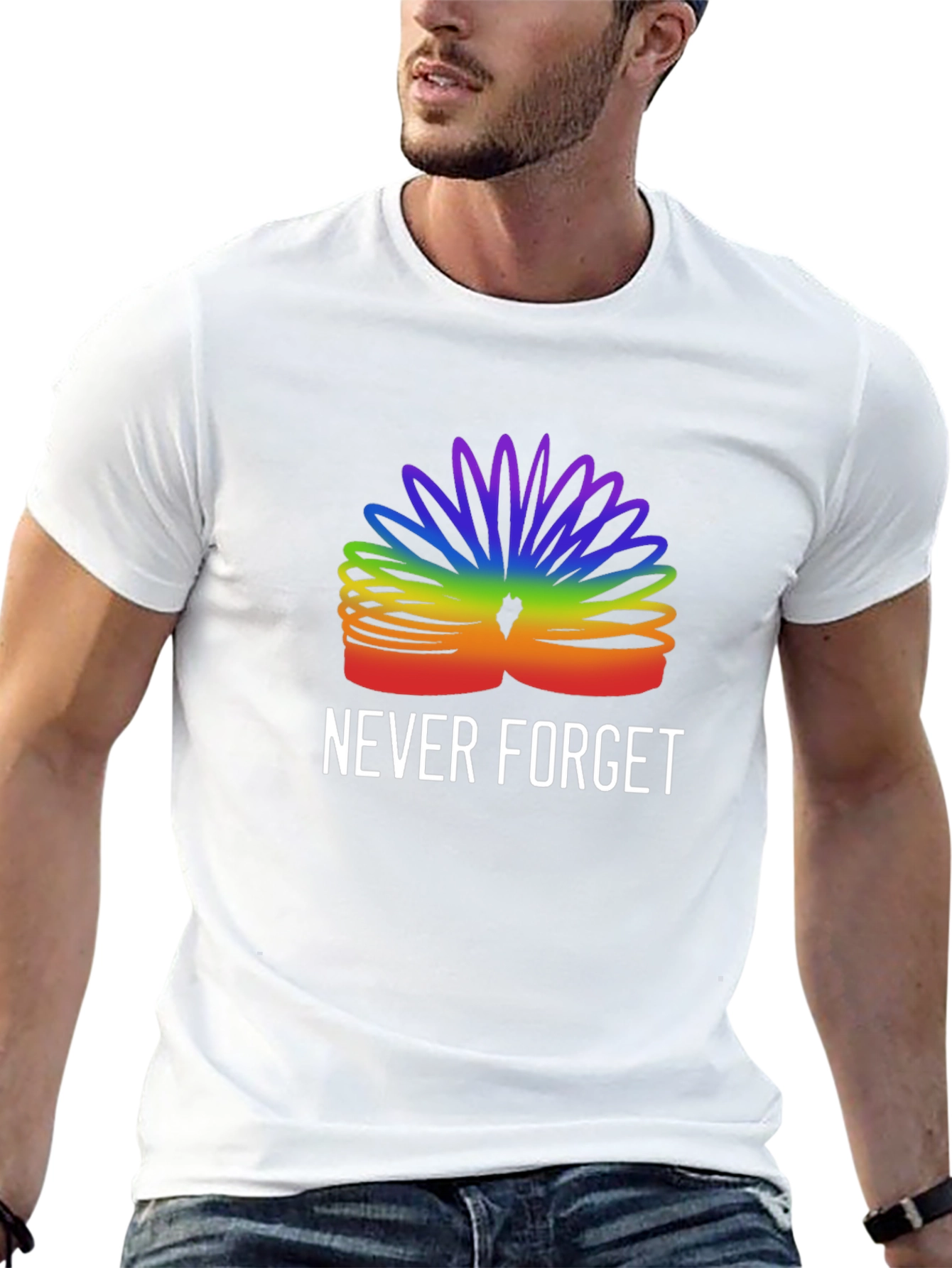 Black Rainbow Slinky Never Forget Tee view 13