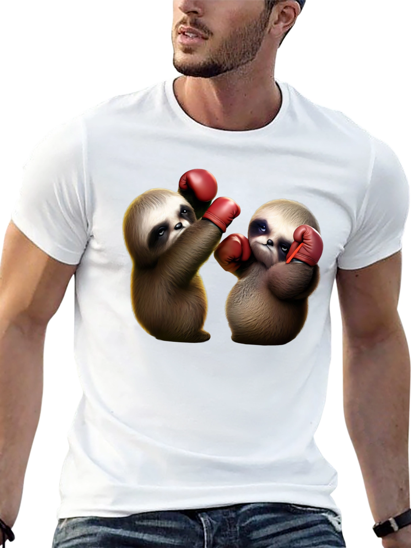Black Boxing Sloth Graphic Tee view 13