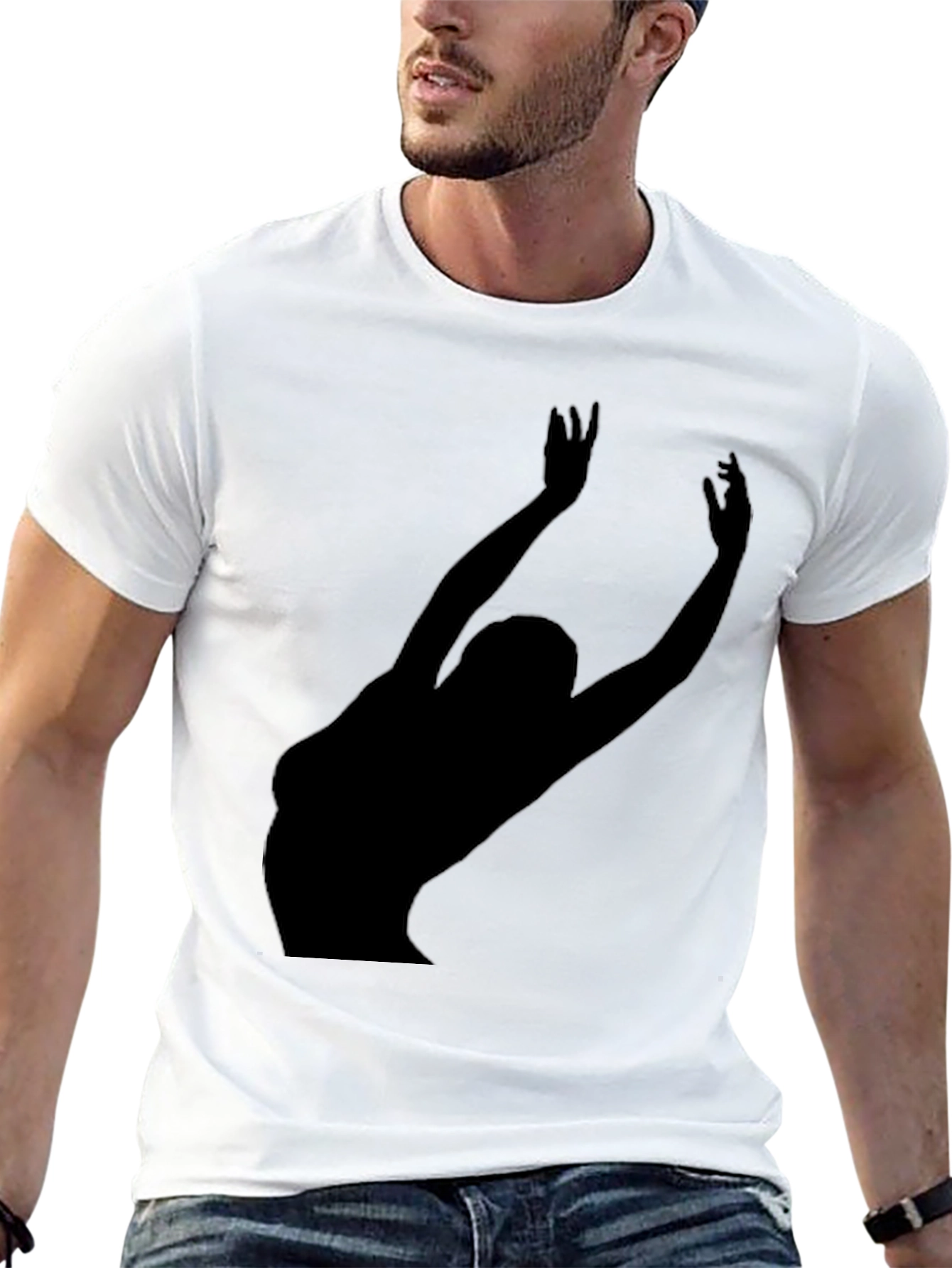 Black Silhouette Graphic Tee - Modern Black Shirt view 13