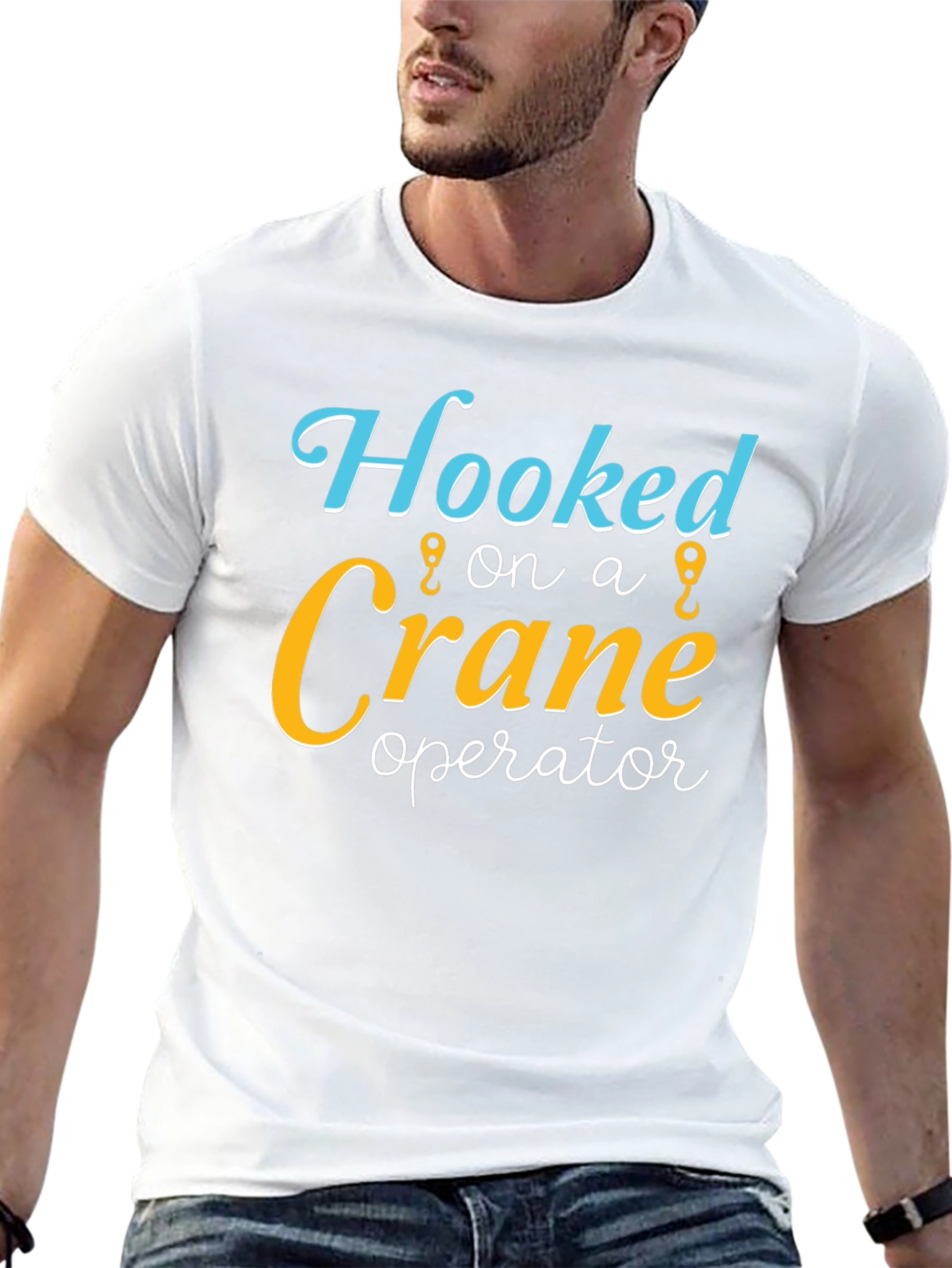Black Hooked on a Crane Operator Novelty T-Shirt view 13