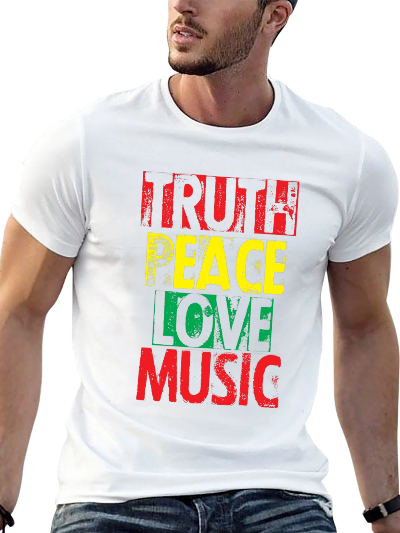 Black Truth Peace Love Music Graphic T-Shirt view 13