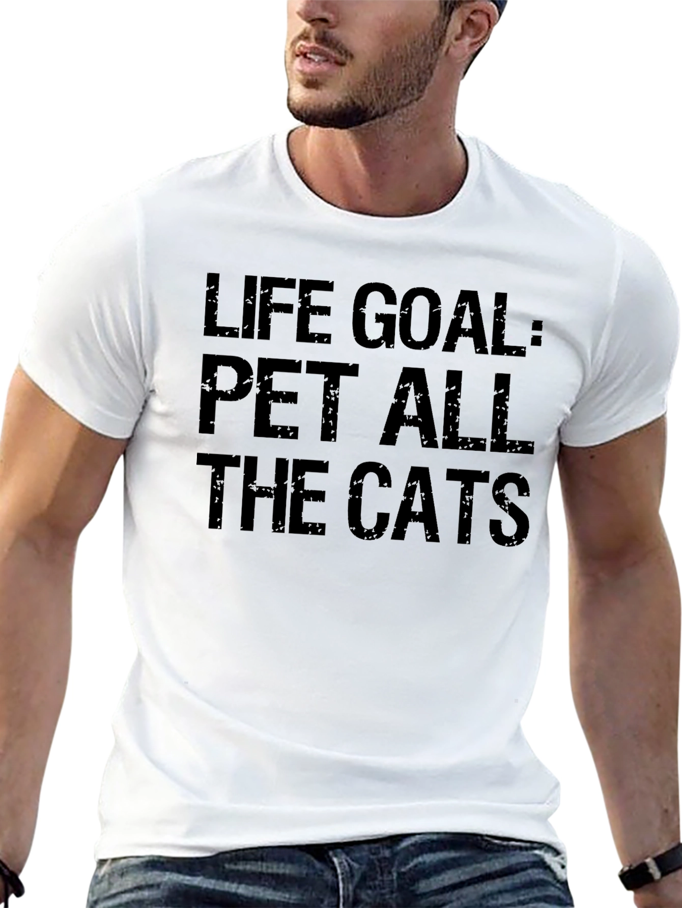 Black Life Goal: Pet All The Cats Graphic T-Shirt view 13