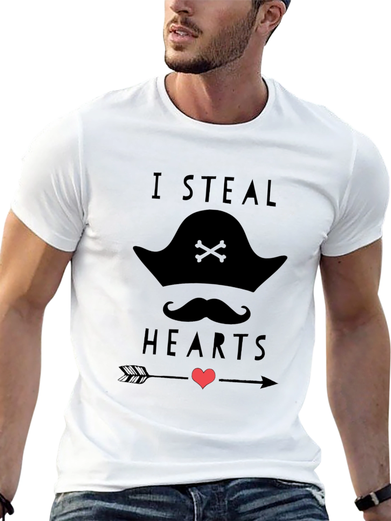 Black I Steal Hearts Pirate Graphic T-Shirt view 13