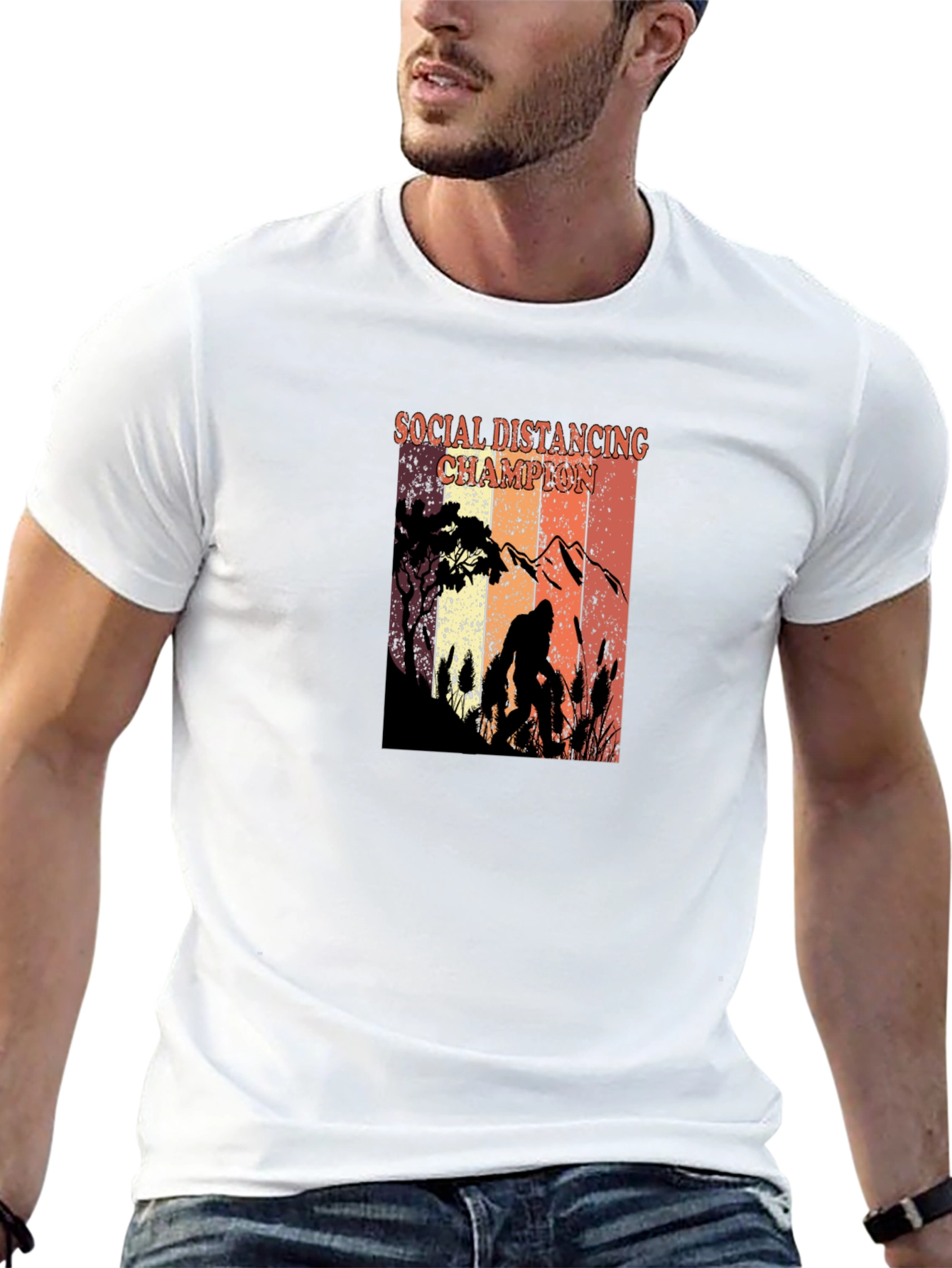 Black Social Distancing Champion Bigfoot Graphic Tee view 13