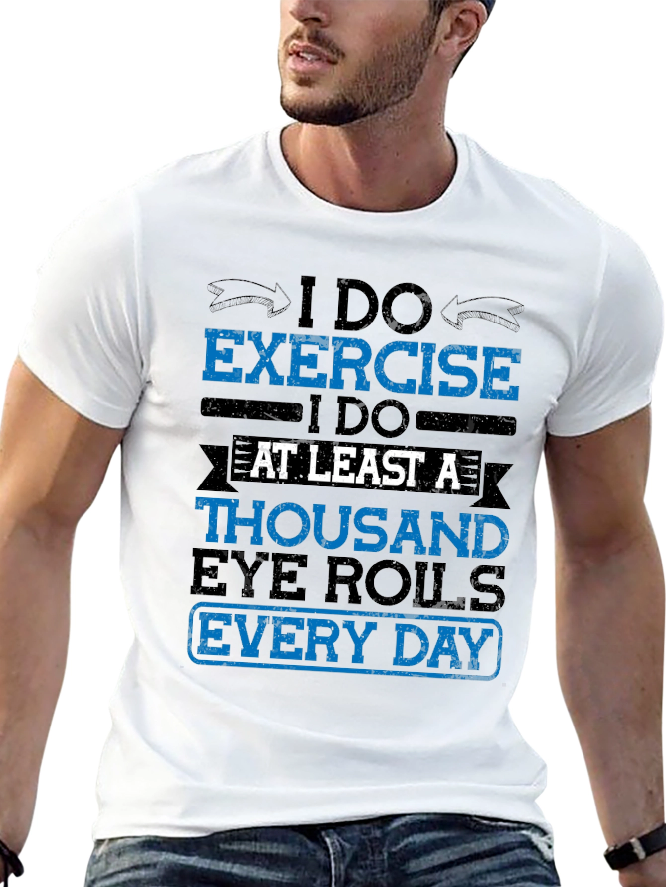 Black Funny Exercise Eye Roll T-Shirt view 13