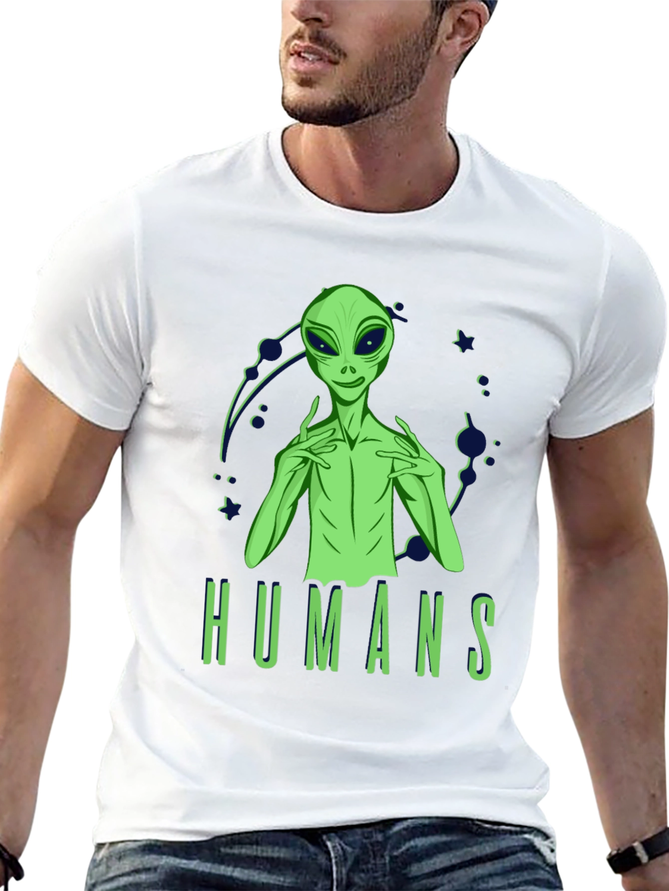 Black Alien 'Humans' Graphic Tee - Men's Black T-Shirt view 13