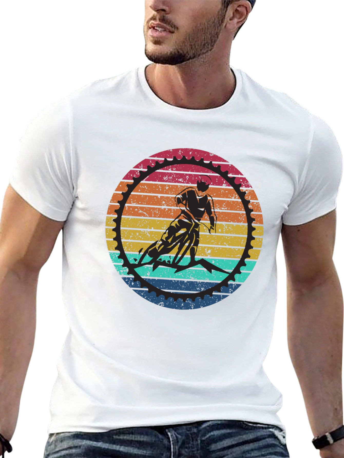 Black Retro Cycling Graphic T-Shirt - Black view 13