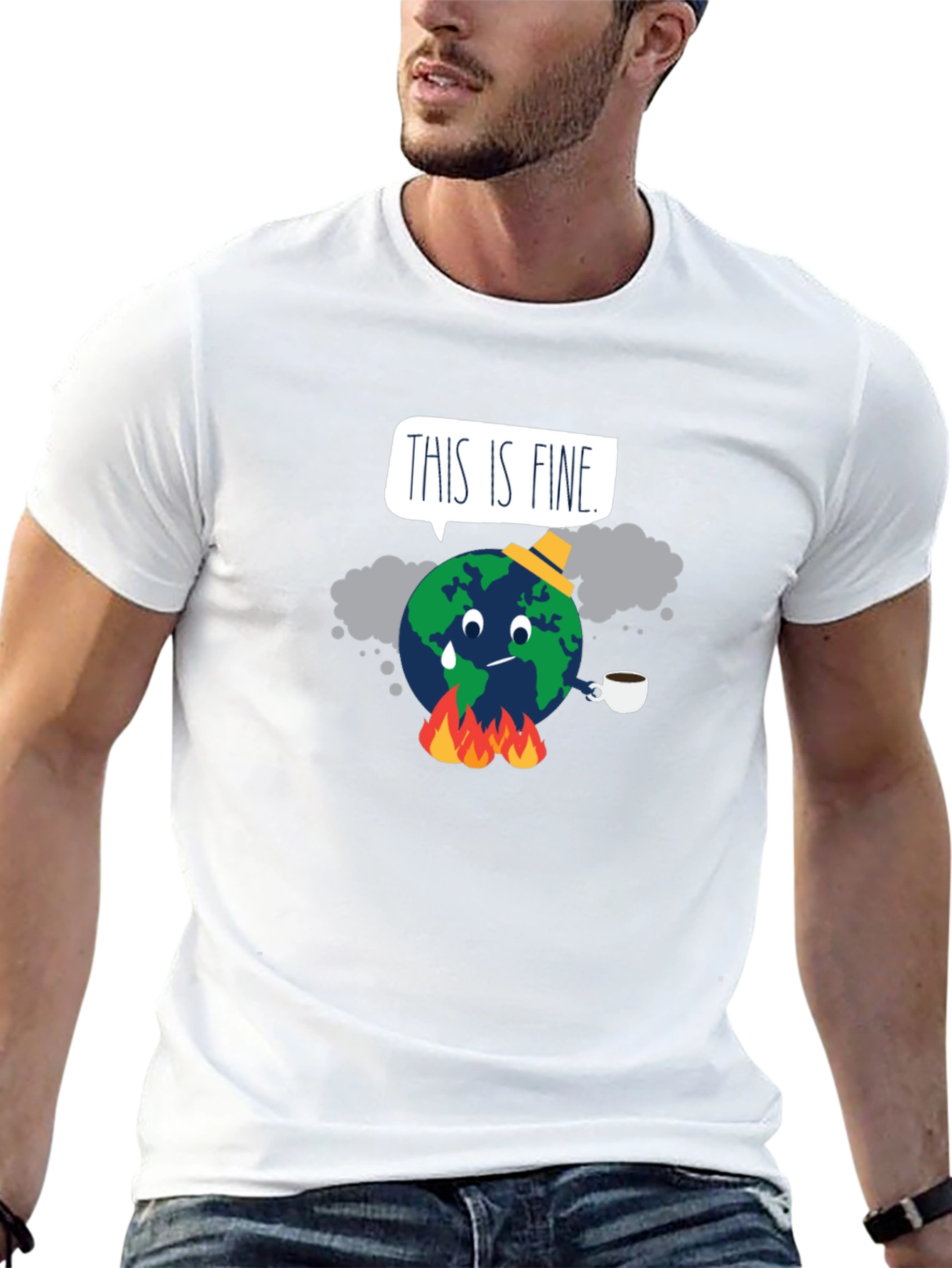 Black This is Fine Global Warming T-Shirt view 13