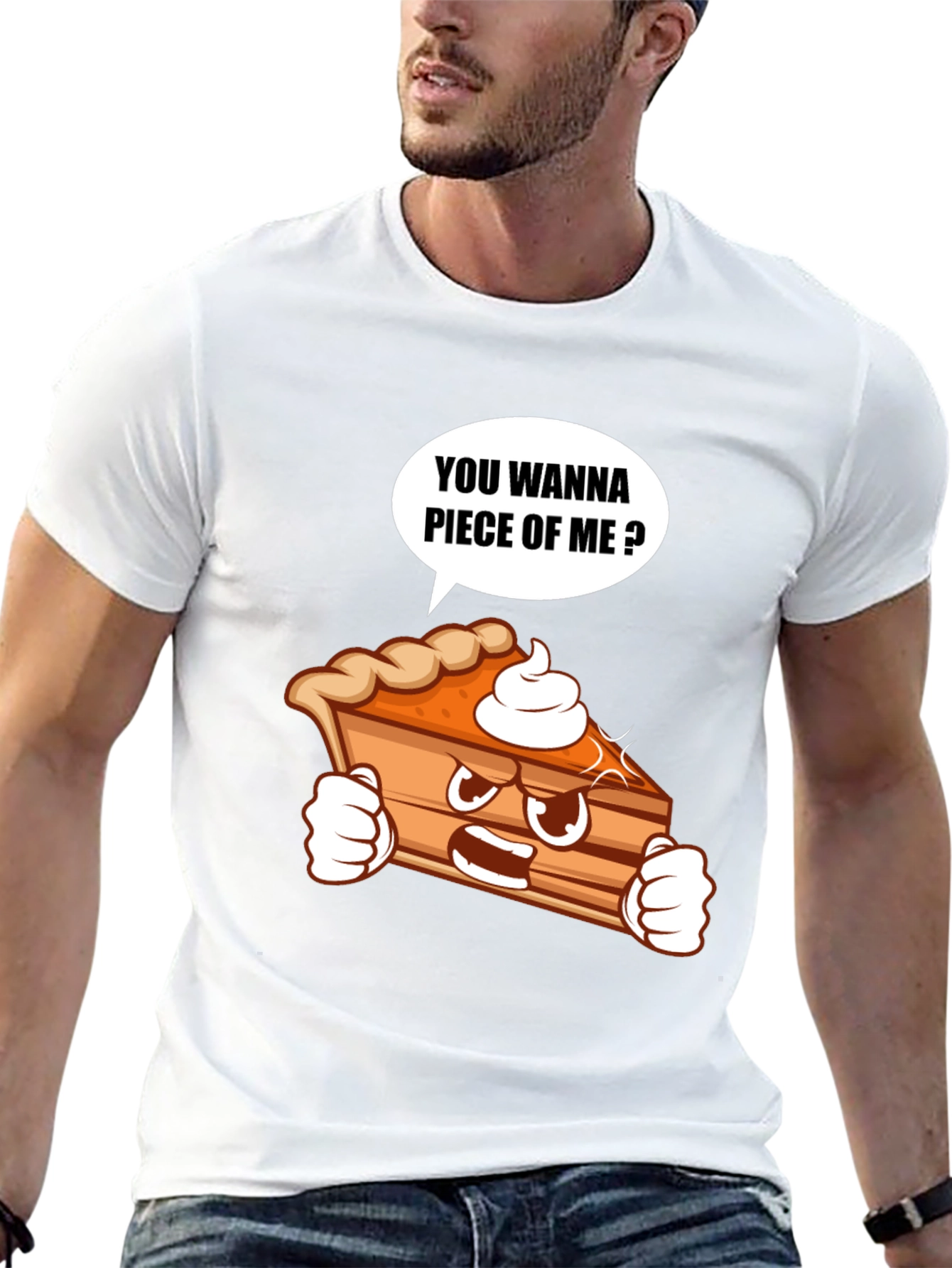 Black Funny Pie Slice Cartoon Graphic T-Shirt view 13