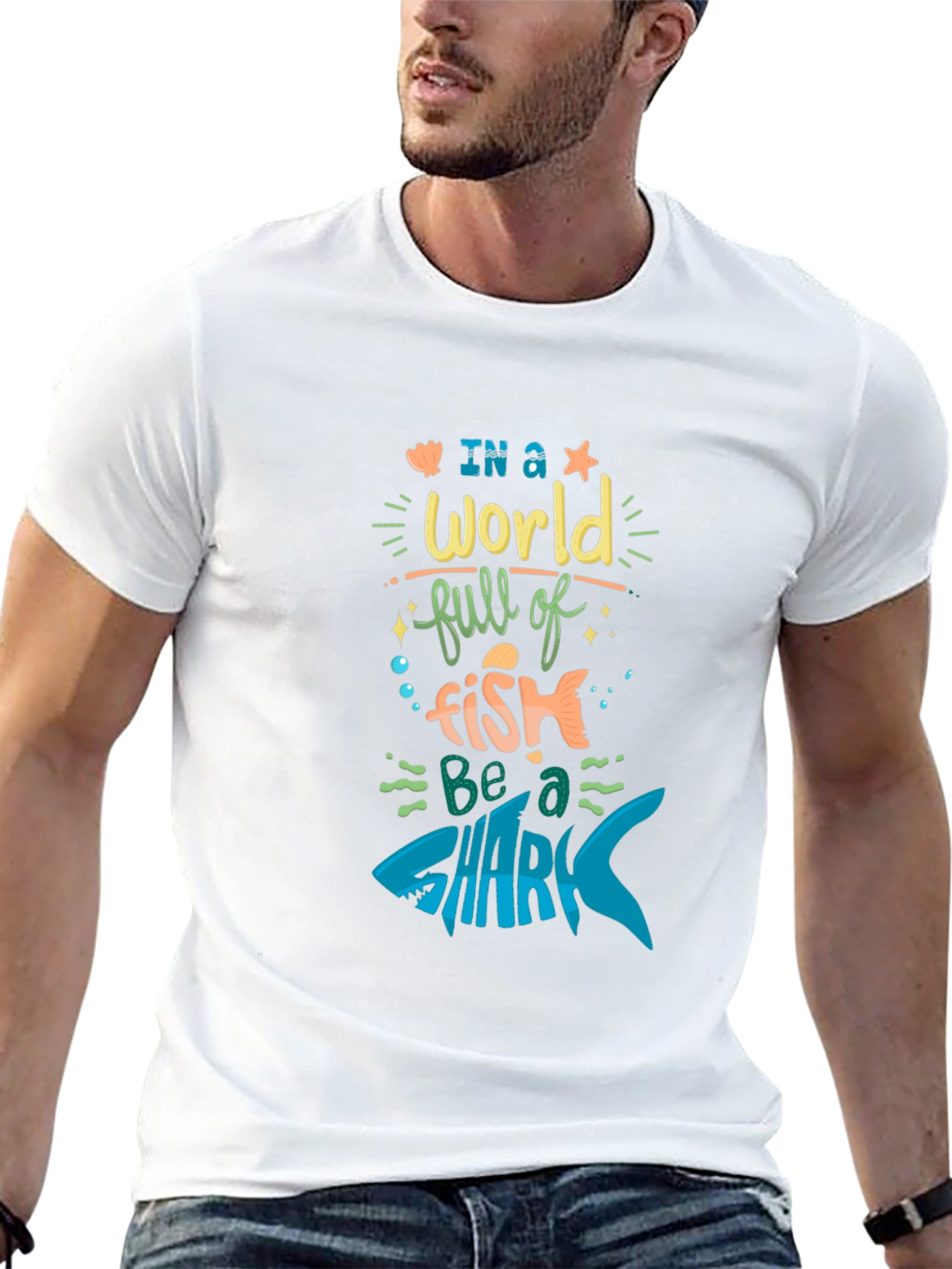 Black Be a Shark T-Shirt - Motivational Graphic Tee view 13