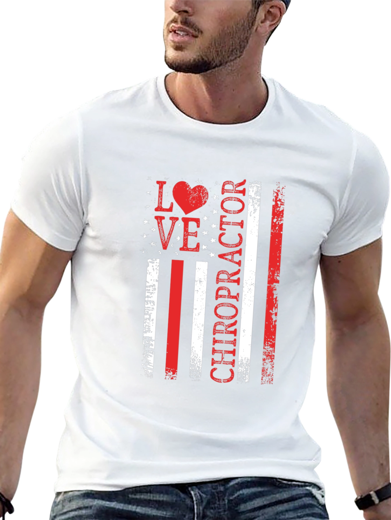 Black Love Chiropractor American Flag Style T-Shirt view 13
