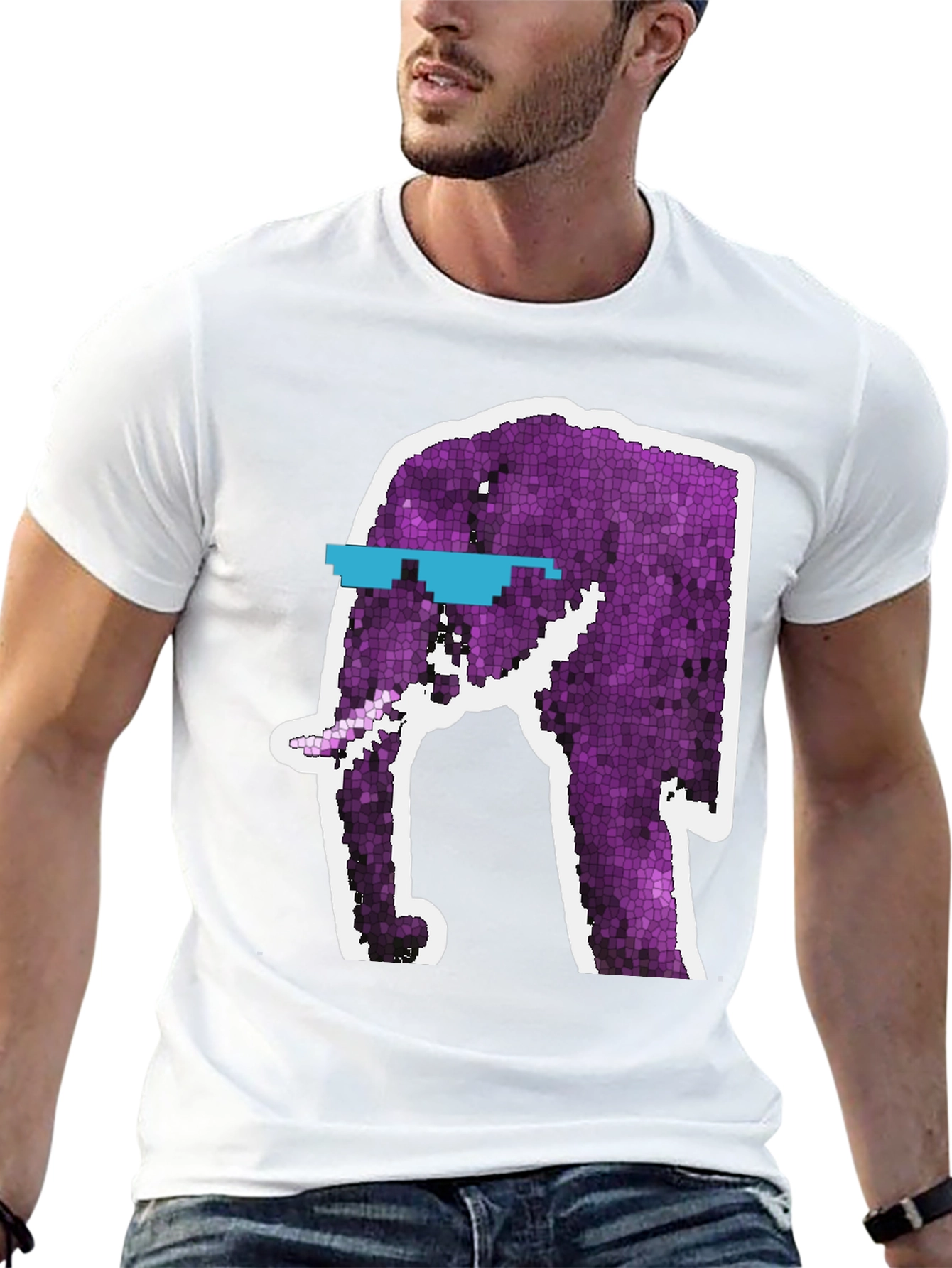 Black Cool Elephant Graphic Tee - Black Cotton T-Shirt view 13