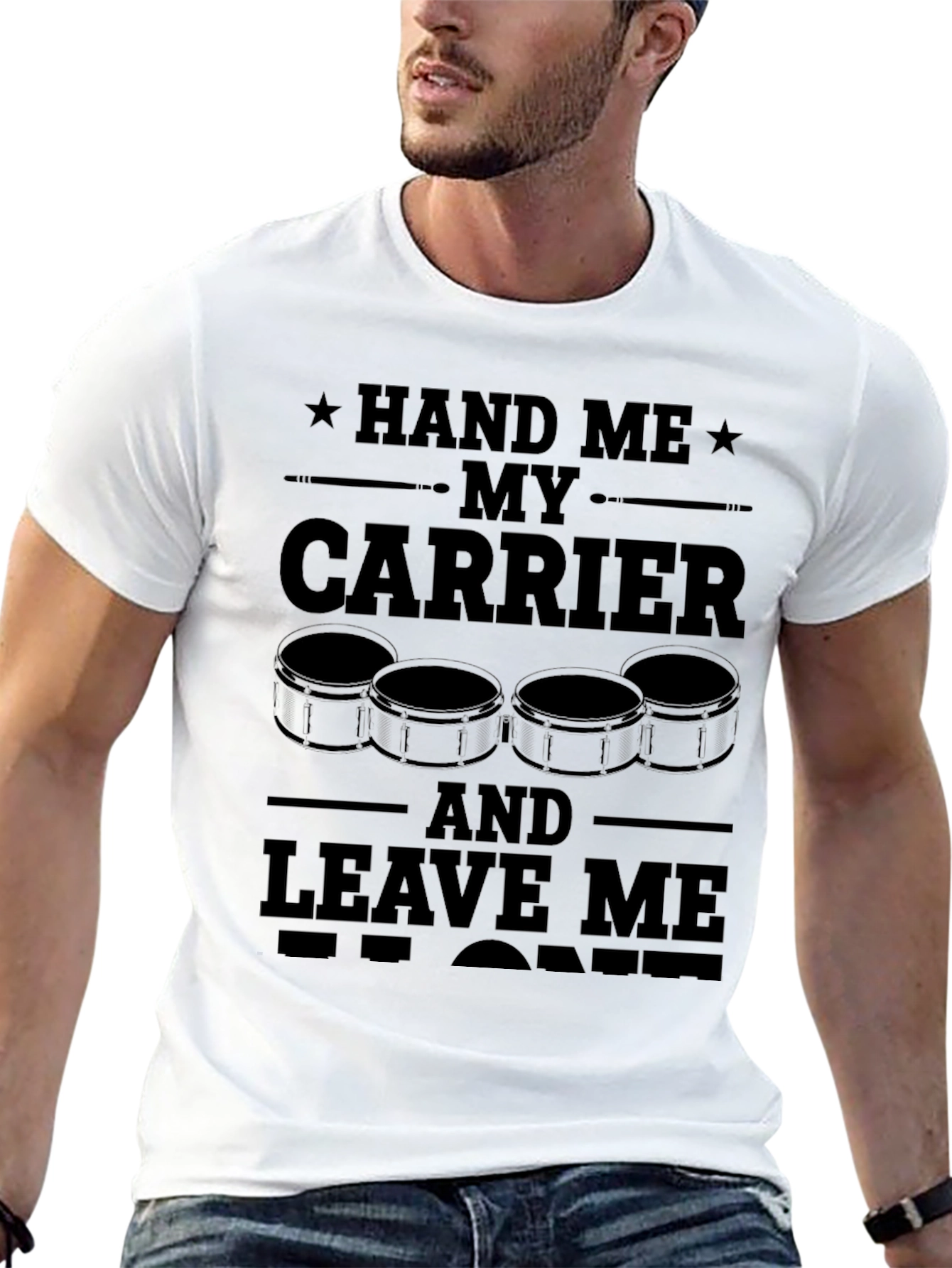 Black Hand Me My Carrier Drummer T-Shirt view 13