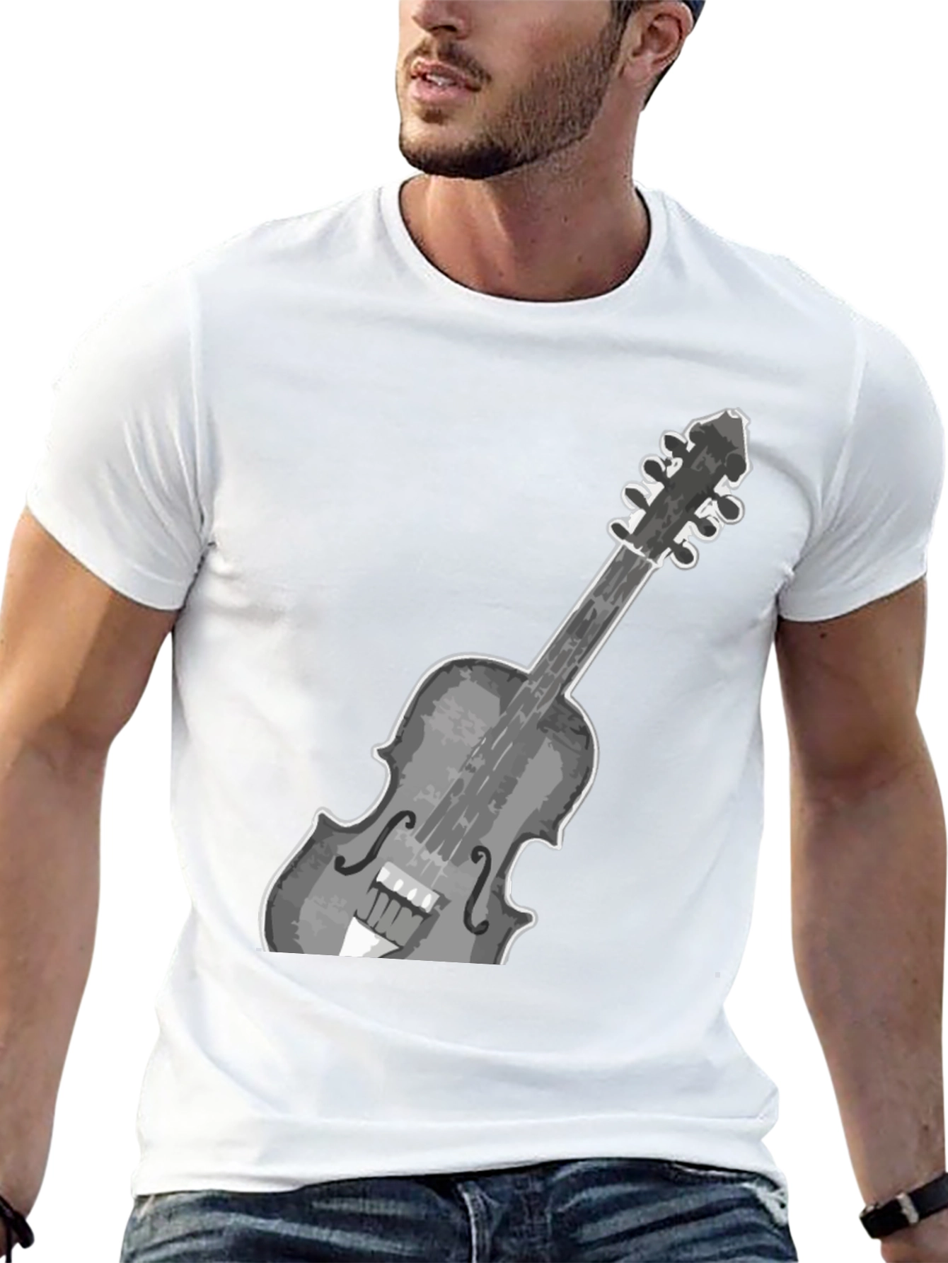 Black Violin Graphic Tee - Stylish Musical Instrument Design view 13