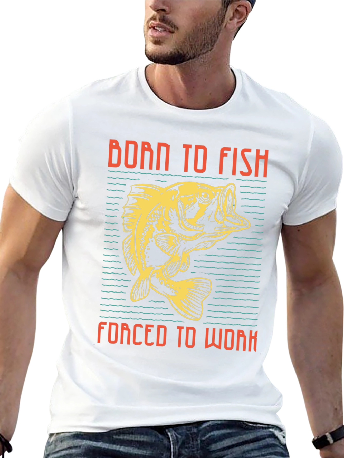 Black Born to Fish T-Shirt view 13