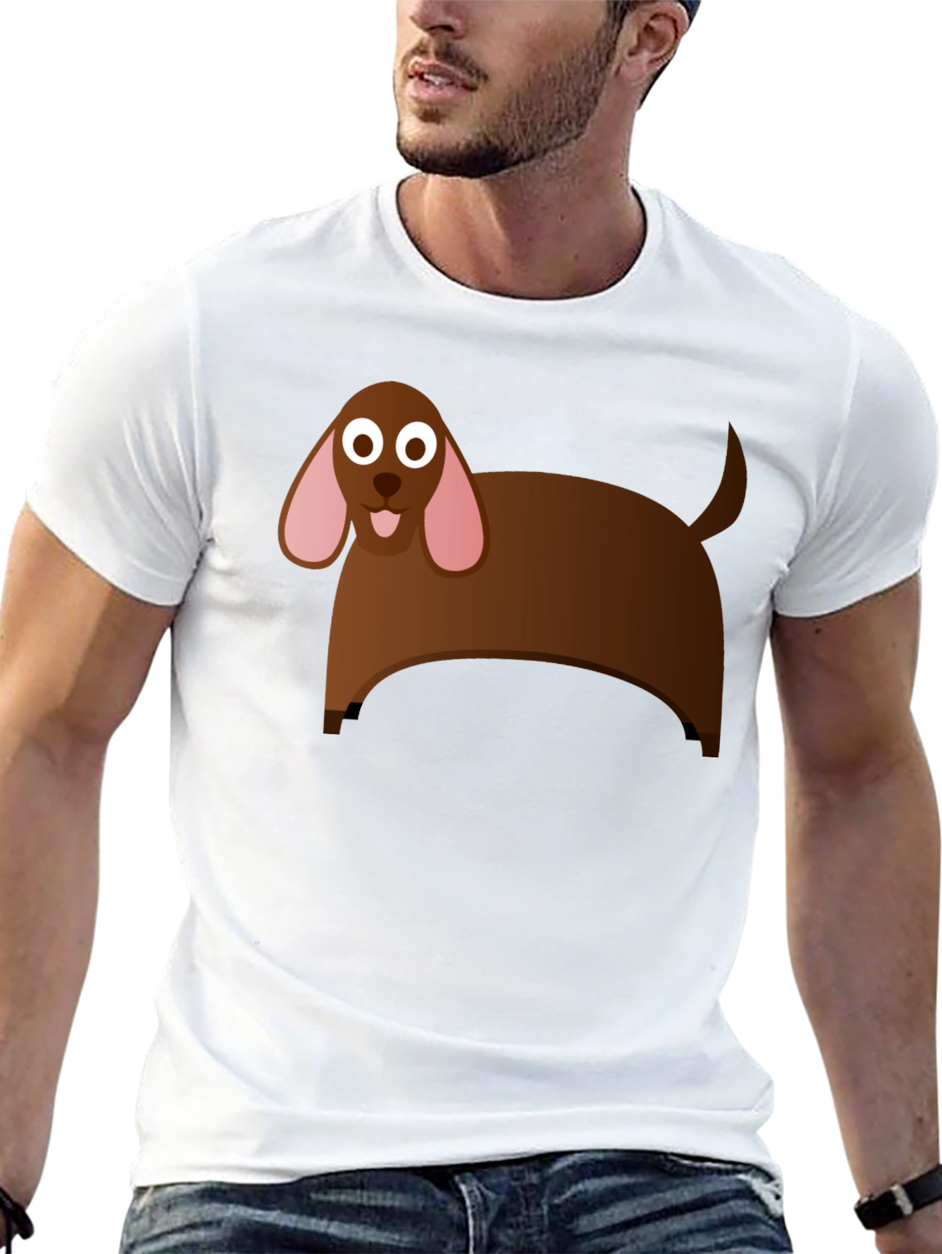 Black Cartoon Dog Graphic T-Shirt - Black Cotton Tee view 13