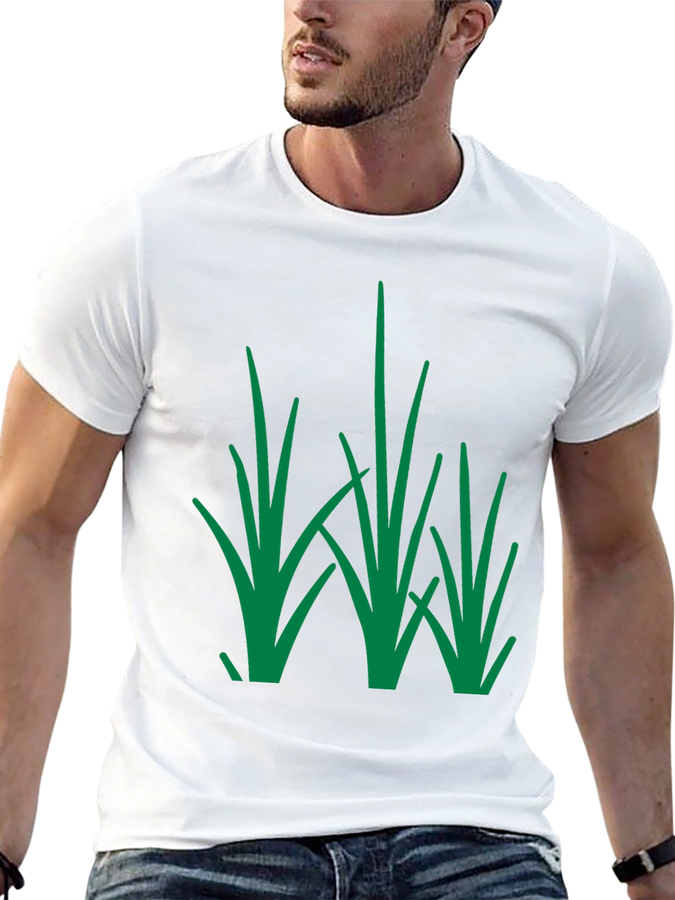 Black Green Grass Design Black T-Shirt view 13