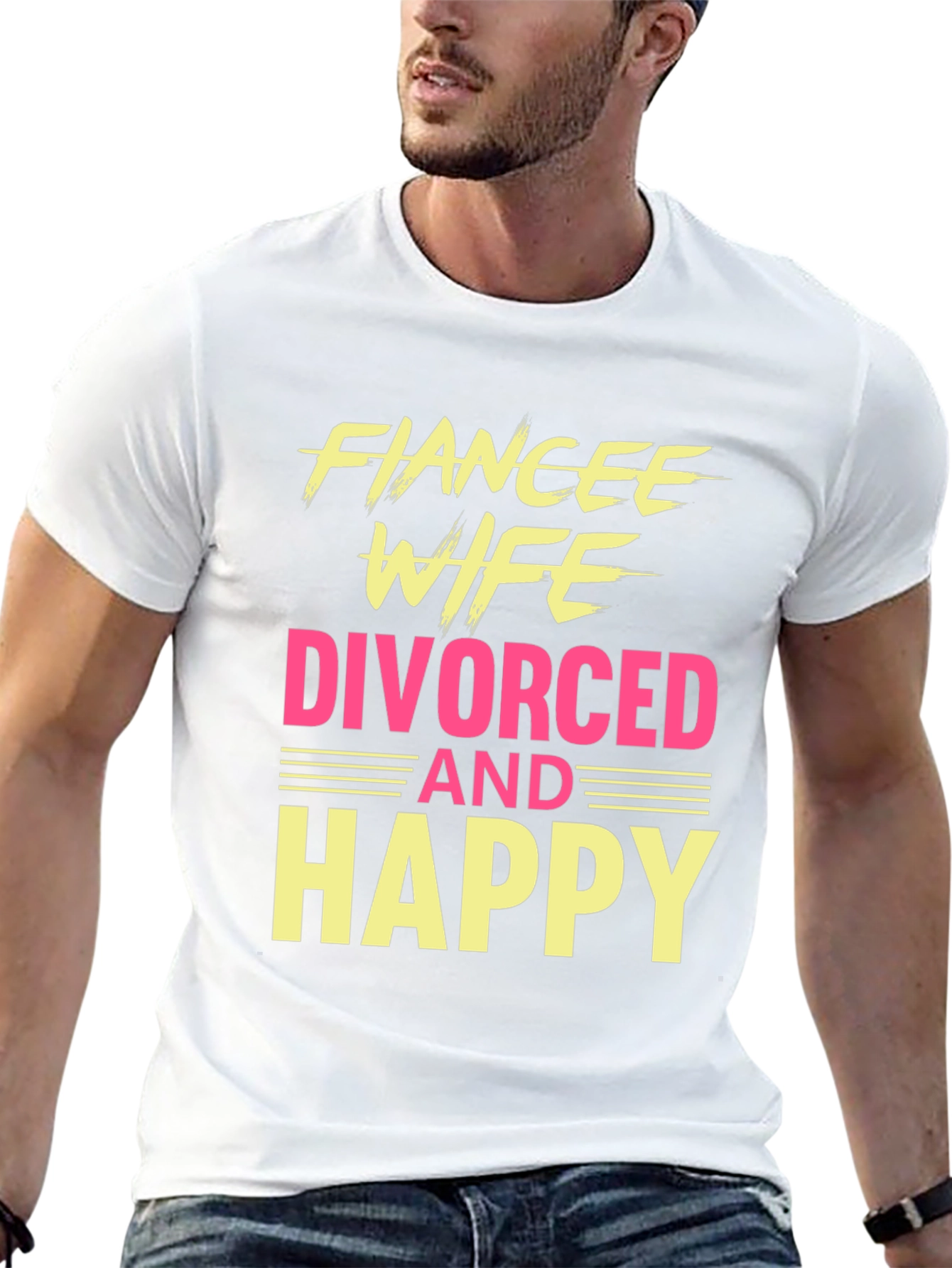 Black Funny Divorced & Happy Graphic T-Shirt view 13