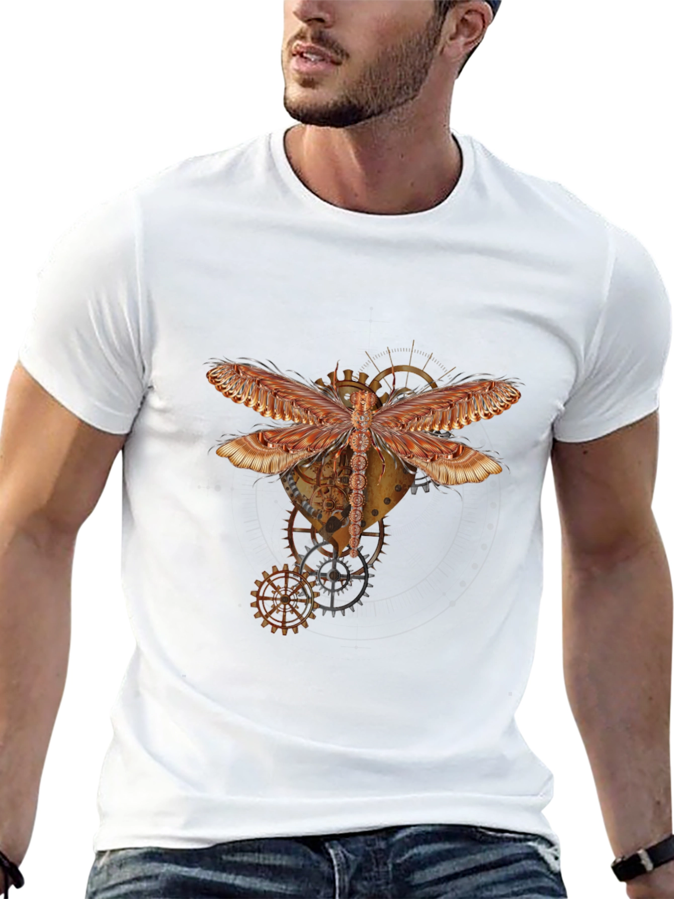Black Steampunk Dragonfly Graphic Tee - Unique Design view 13