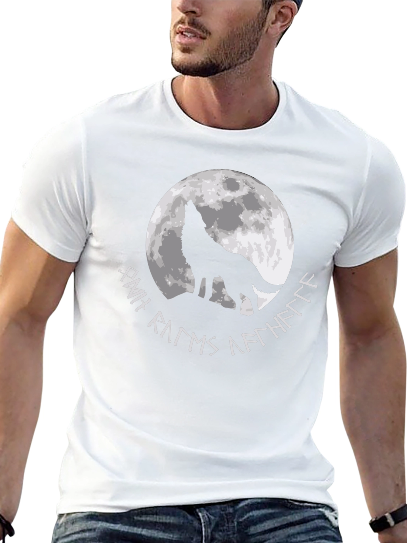 Black Wolf Howling at Moon Graphic Tee view 13