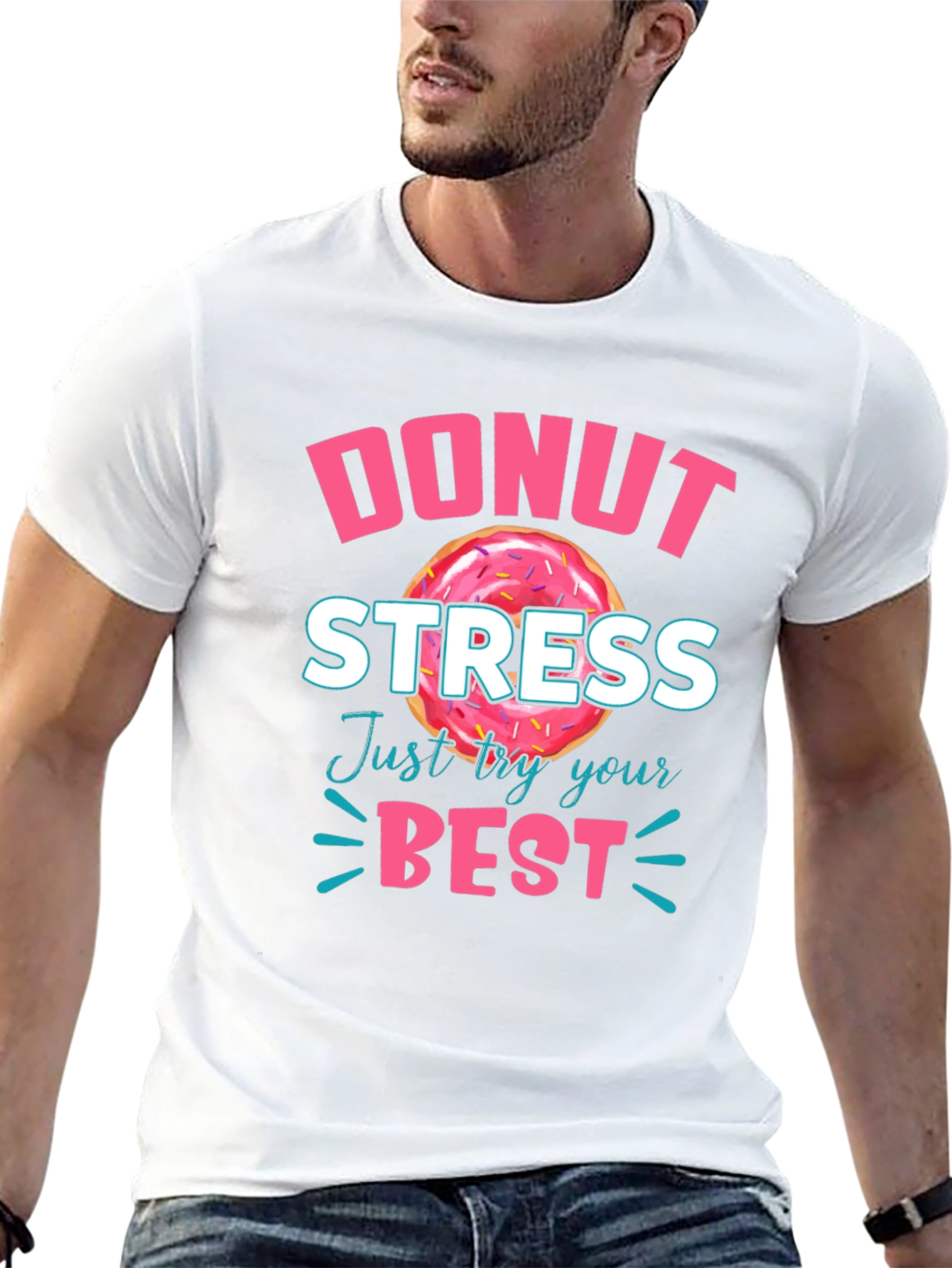 Black Donut Stress T-Shirt - Just Try Your Best view 13