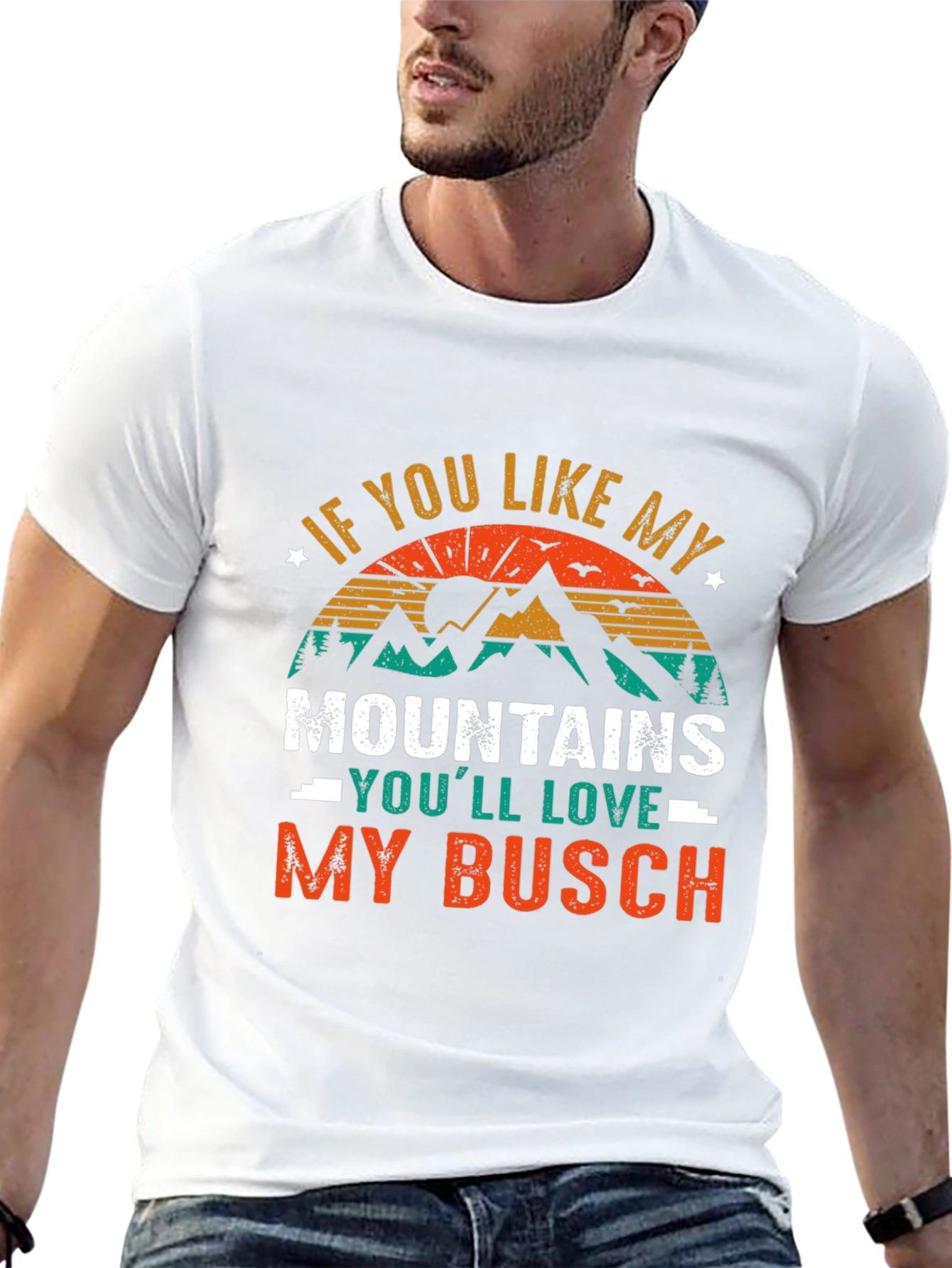 Black Mountains Busch T-Shirt - Funny Outdoors Graphic Tee view 13